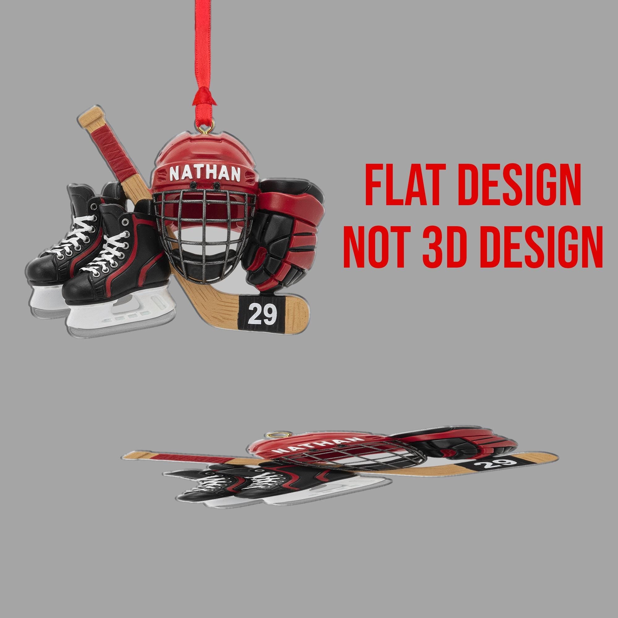Custom Hockey Gear Ornament – Personalized Christmas Tree Decoration, Gift for Players