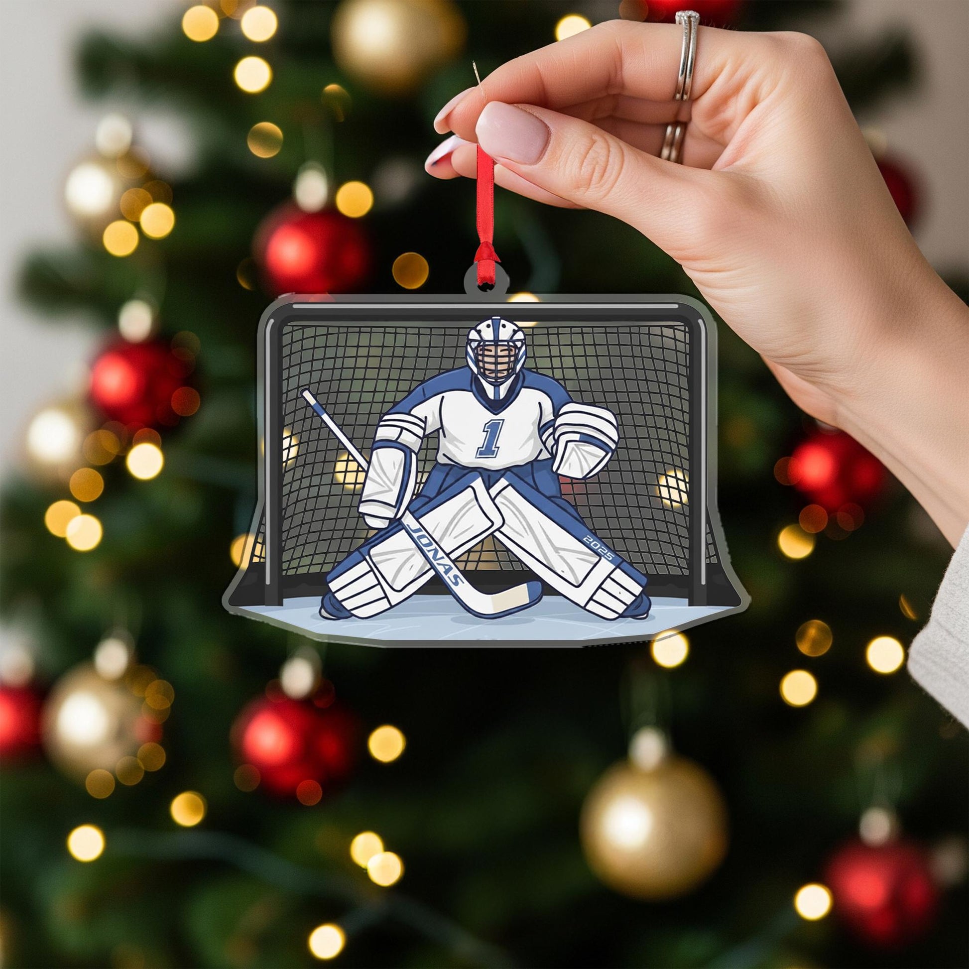 Custom Hockey Goalie Ornament – Christmas Tree Decoration, Sports Team Gift