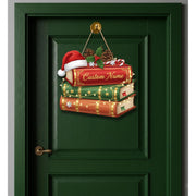 Personalized Wooden Book Stack Sign – Holiday Door Wall Hanging