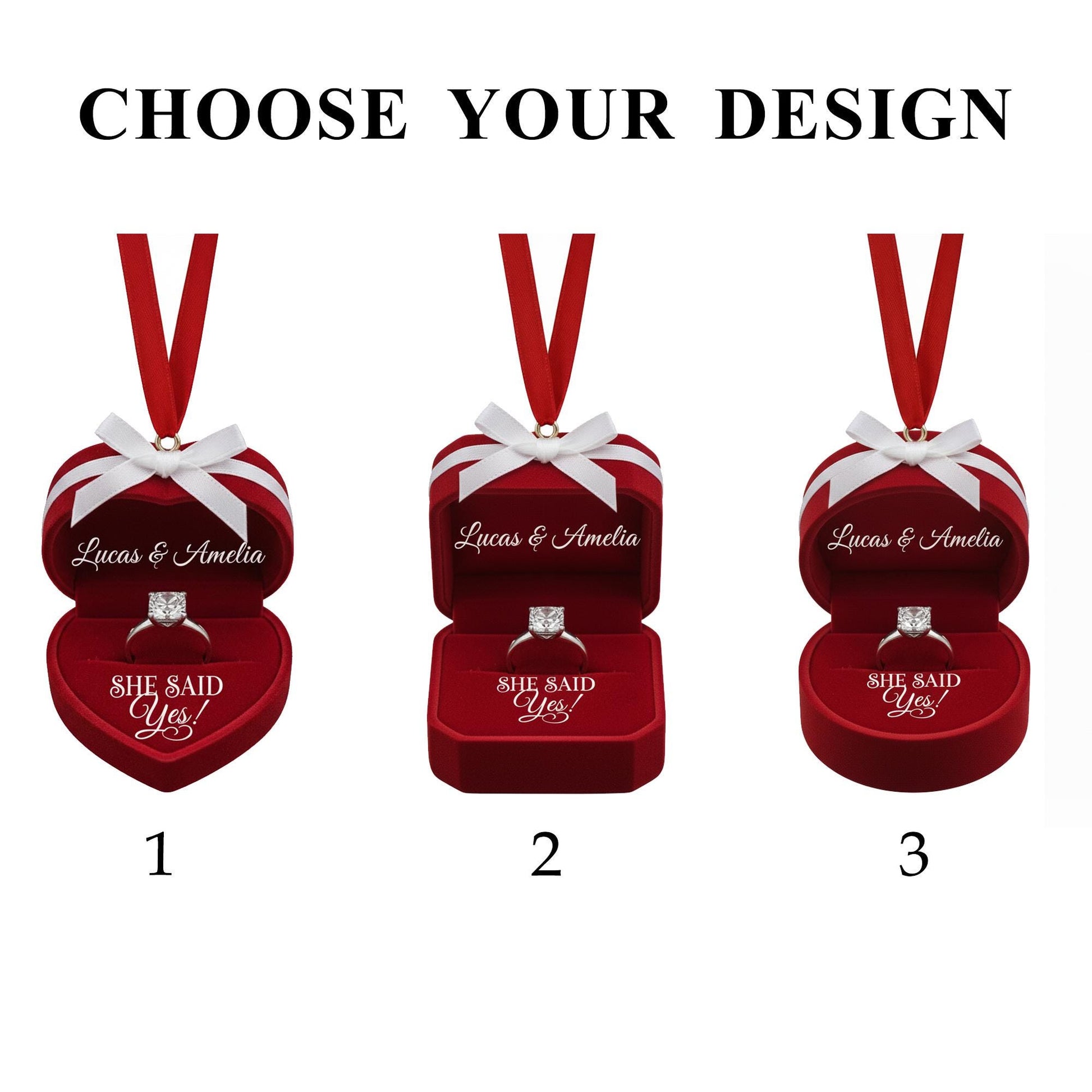 Engagement Ornament Ring Box Shape – Personalized Proposal Keepsake Decoration