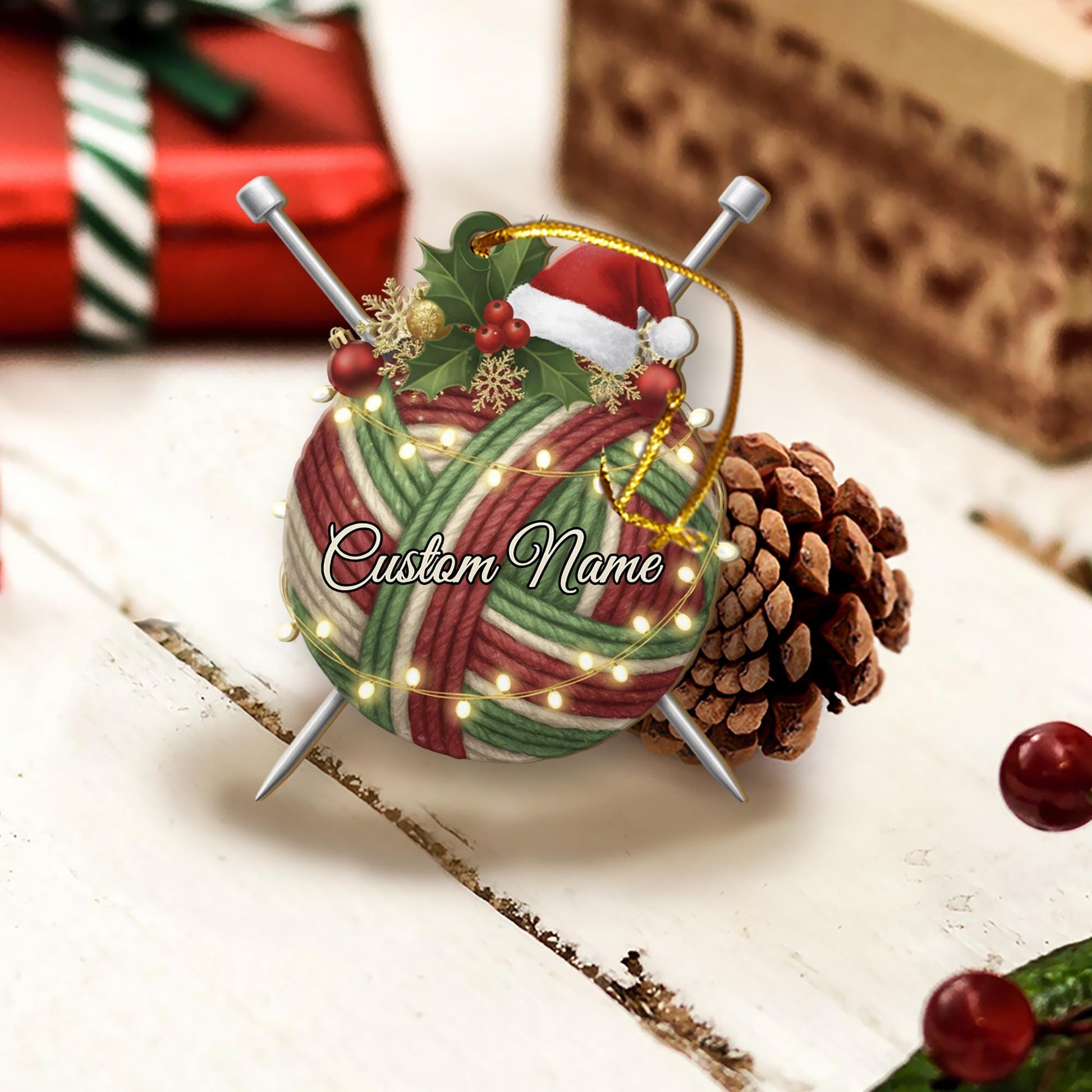 Knitting Lover Ornament – Personalized Yarn Christmas Tree Decor