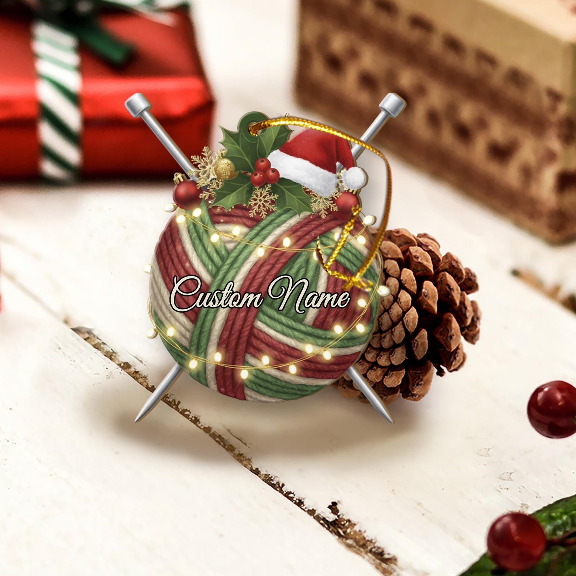 Knitting Lover Ornament – Personalized Yarn Christmas Tree Decor