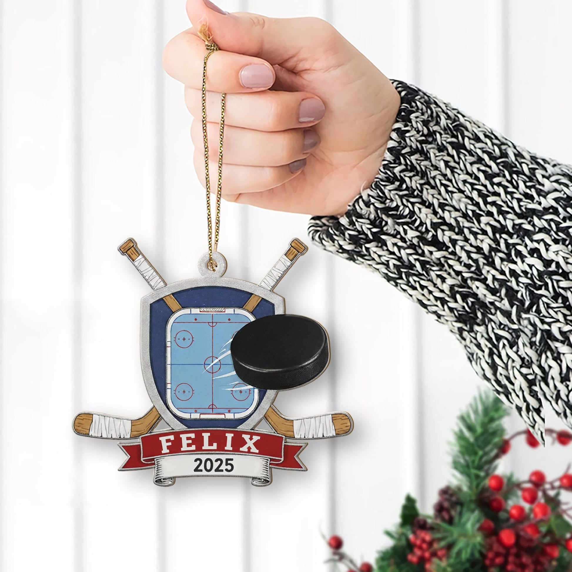 Custom Hockey Rink Ornament – Christmas Decoration Gift for Sports Fans