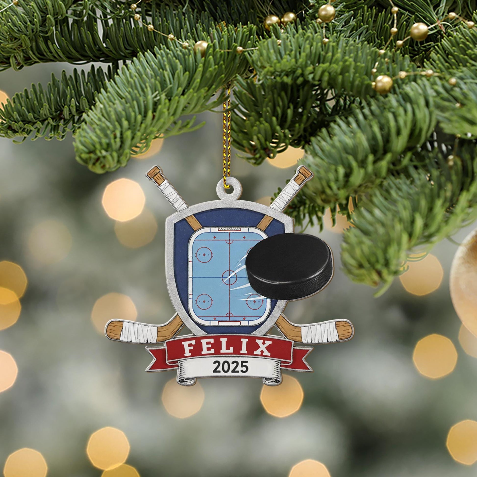 Custom Hockey Rink Ornament – Christmas Decoration Gift for Sports Fans