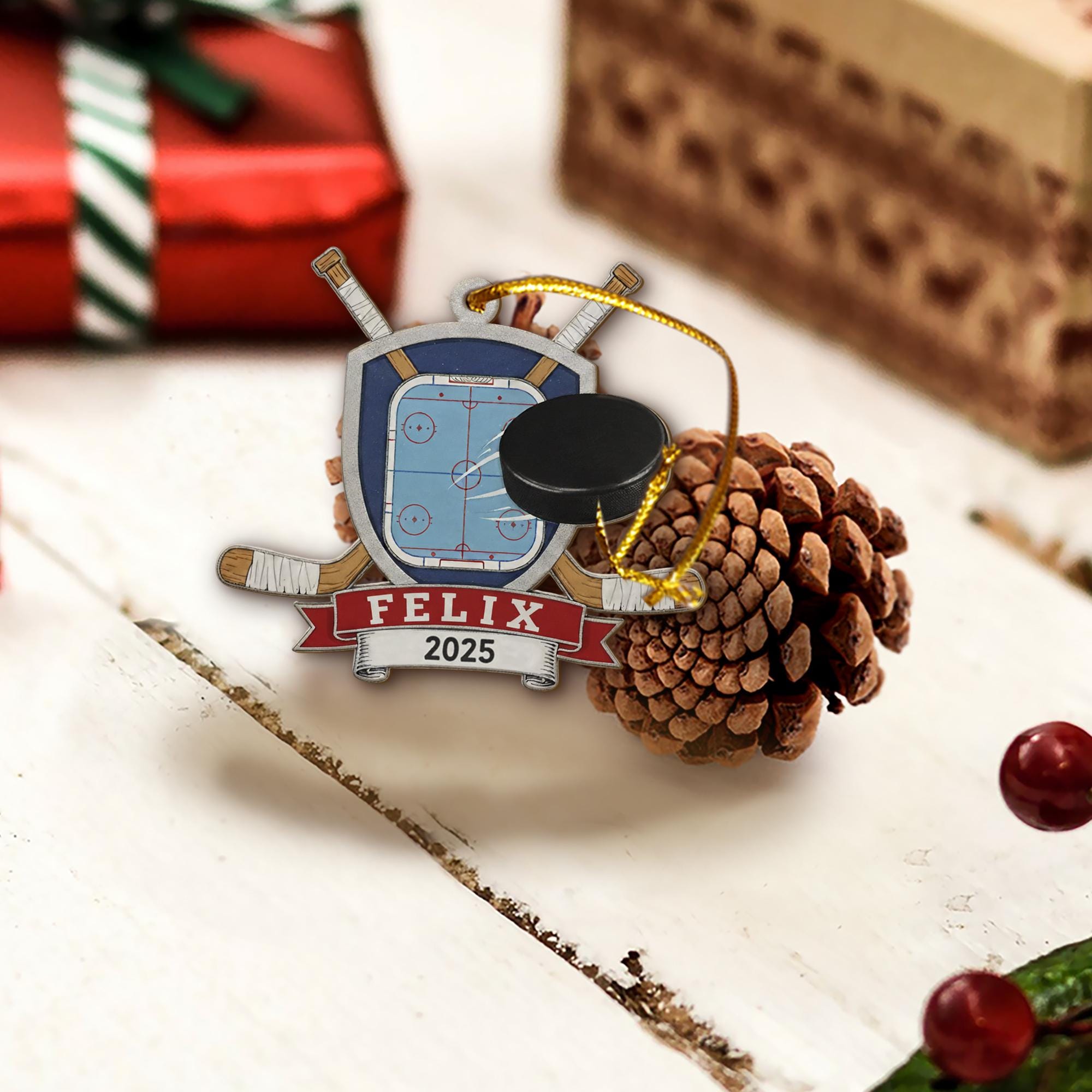 Custom Hockey Rink Ornament – Christmas Decoration Gift for Sports Fans