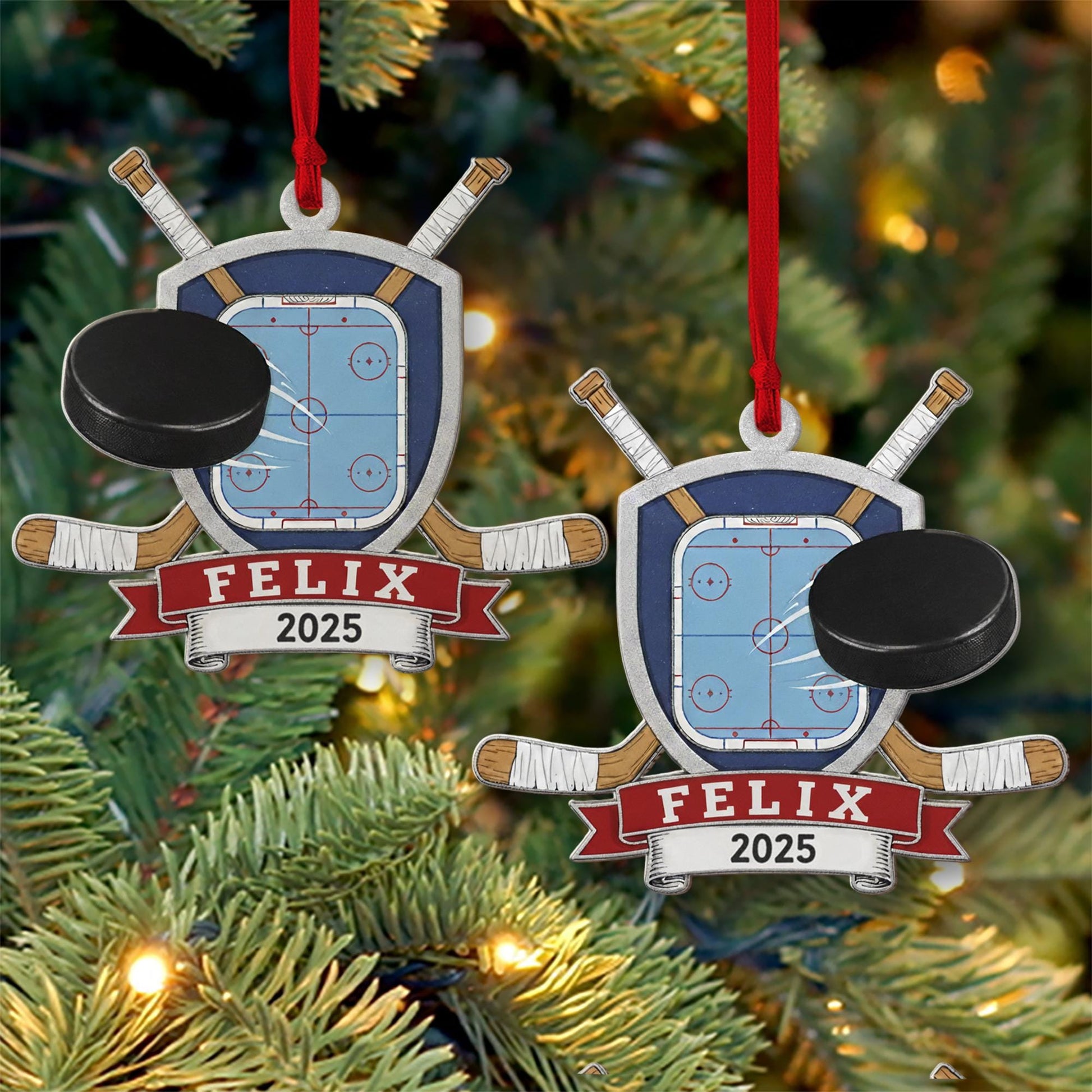 Custom Hockey Rink Ornament – Christmas Decoration Gift for Sports Fans