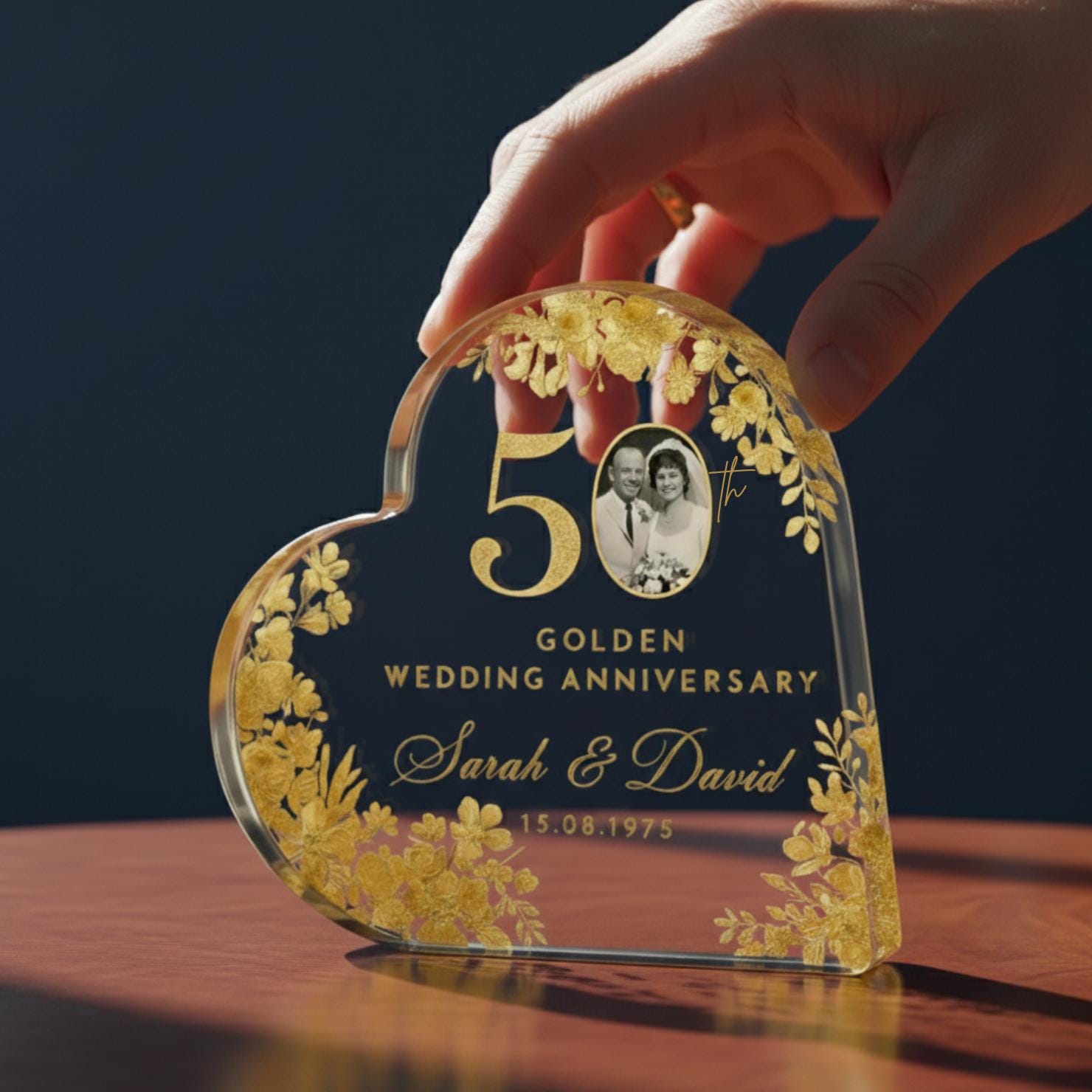 50th Anniversary Acrylic Plaque: Golden Wedding Custom Photo