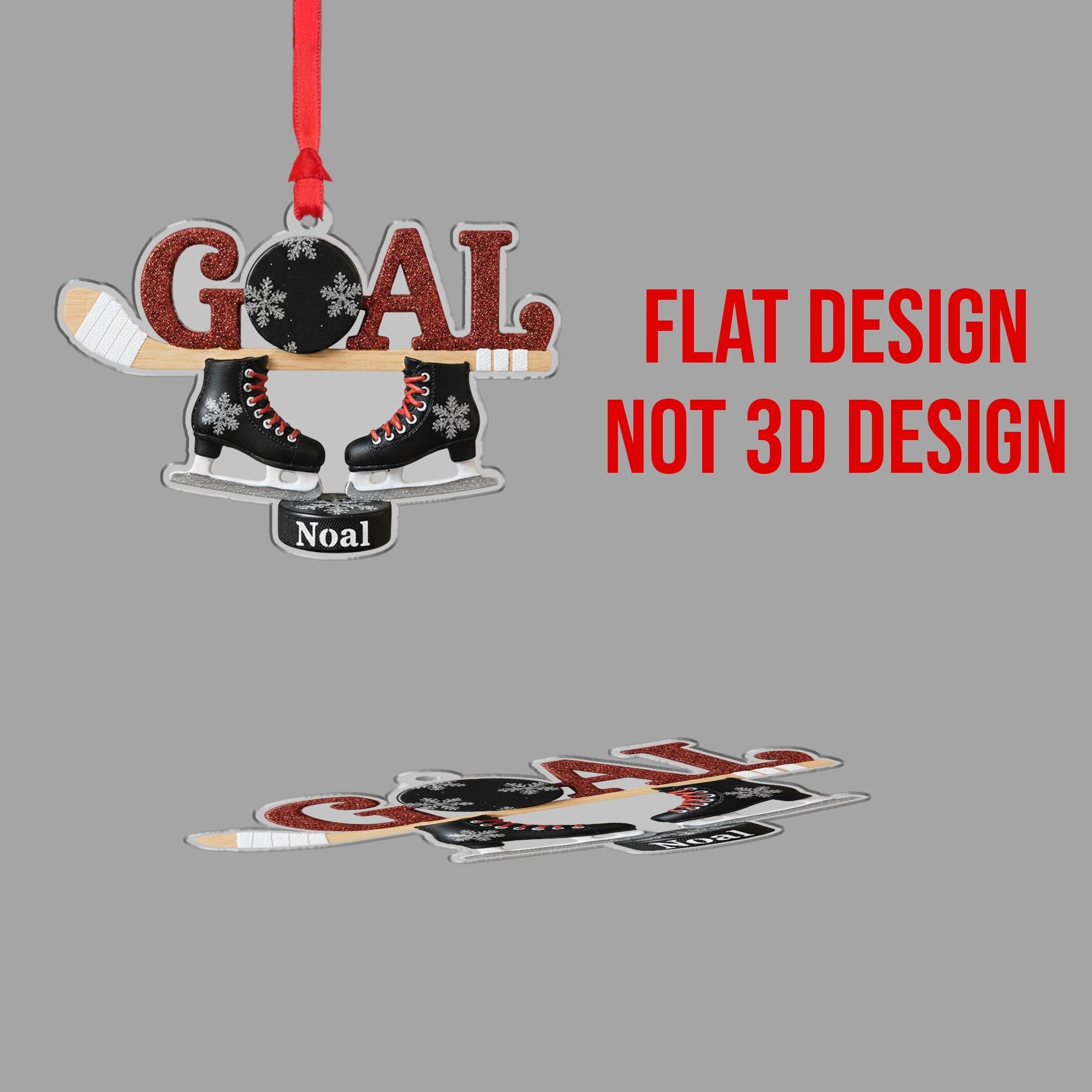 Personalized Hockey Ornament - Custom Name Goal Ice Skates Puck Player Keepsake