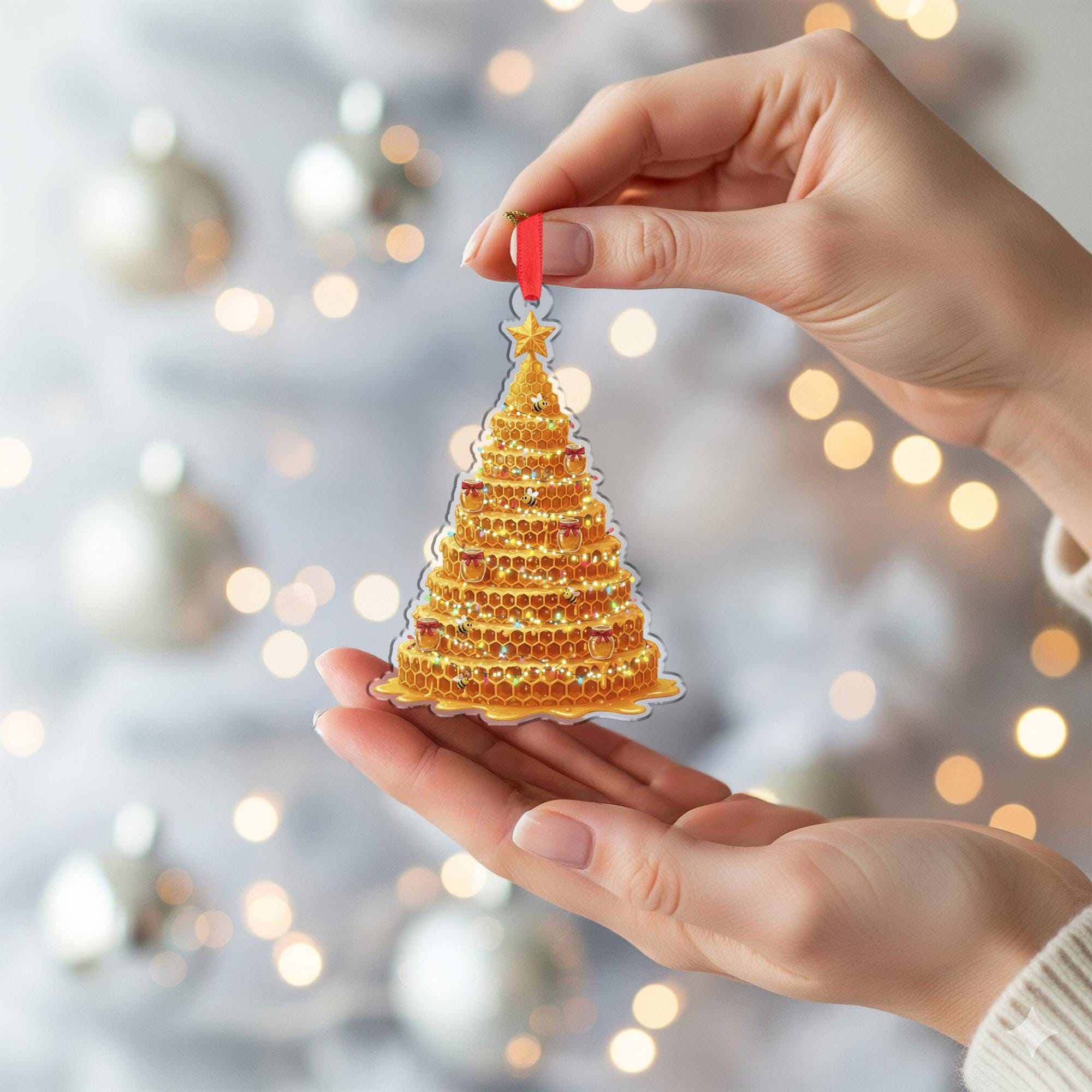 Bee Ornament – Honeycomb Christmas Tree Decoration for Beekeepers