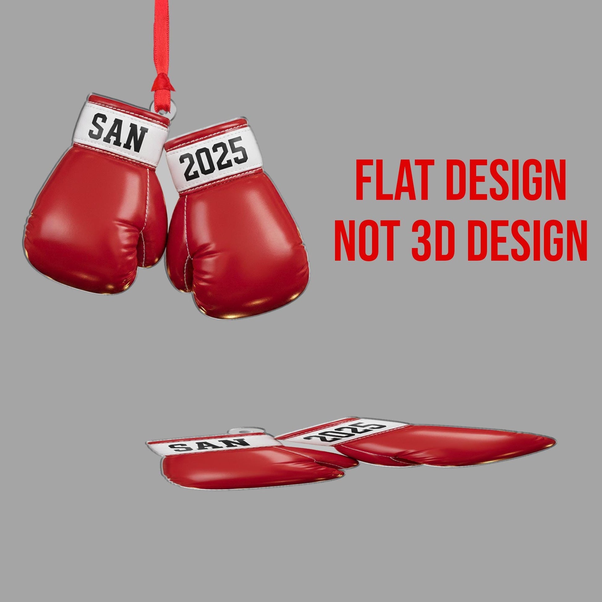 Personalized Boxing Gloves Ornament - Custom Fighter Gift,  Fight Year Keepsake