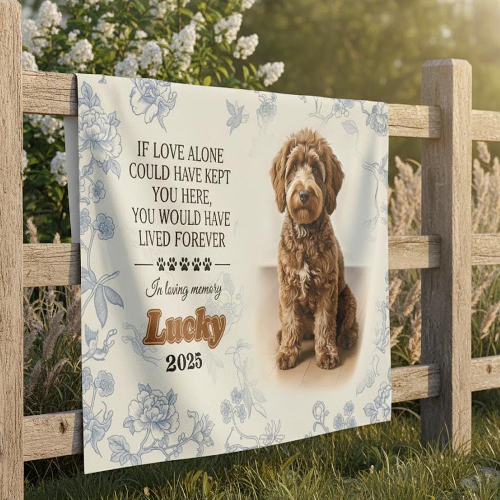 Personalized Pet Memorial Flag: Custom Dog Photo Banner, Garden and Cemetery Decor, Remembrance Quote