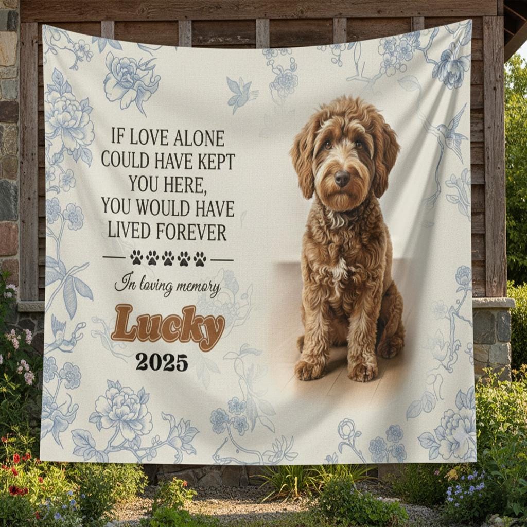 Personalized Pet Memorial Flag: Custom Dog Photo Banner, Garden and Cemetery Decor, Remembrance Quote