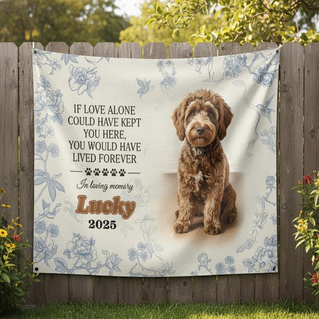 Personalized Pet Memorial Flag: Custom Dog Photo Banner, Garden and Cemetery Decor, Remembrance Quote