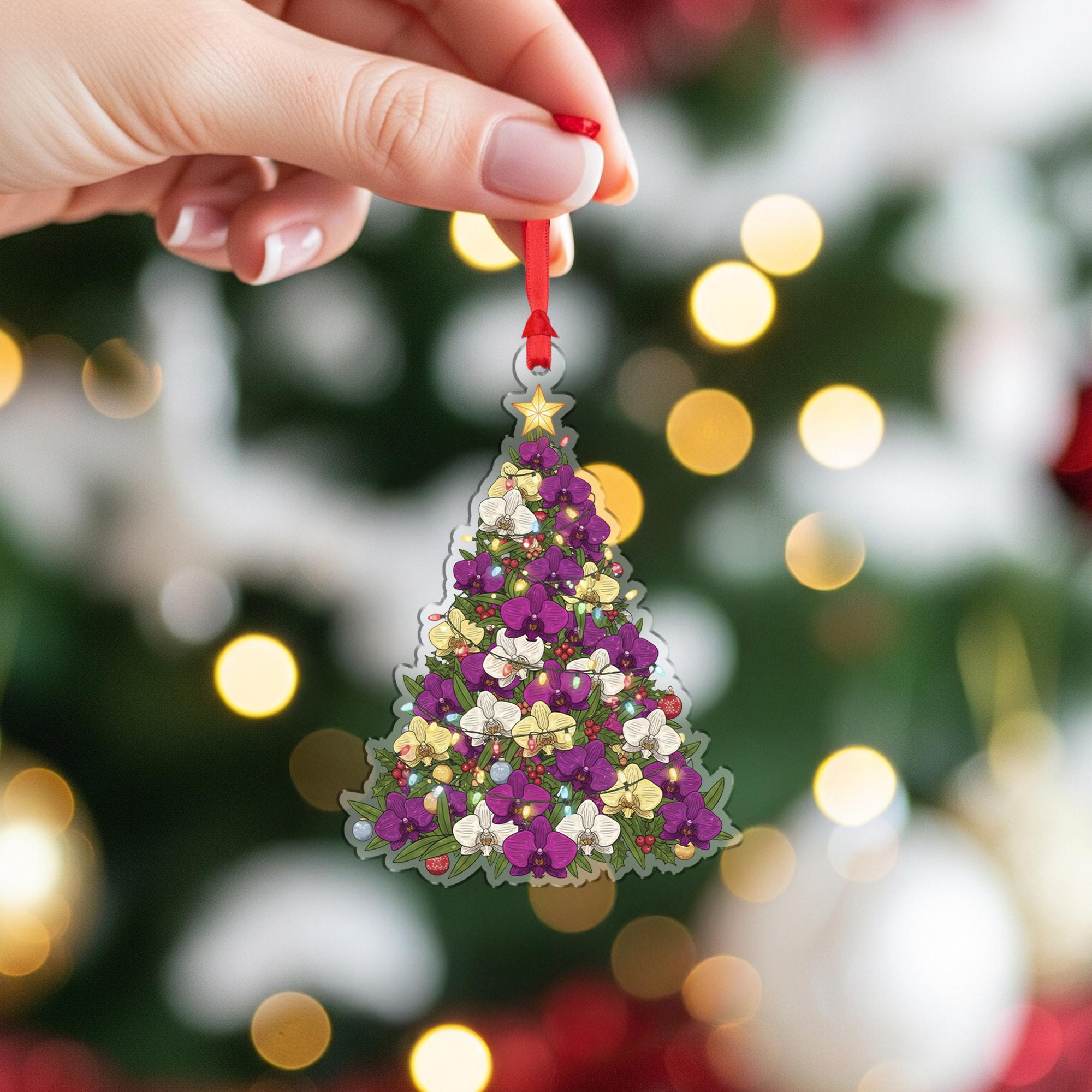Floral Christmas Tree Ornament – Orchid Lover Holiday Gift