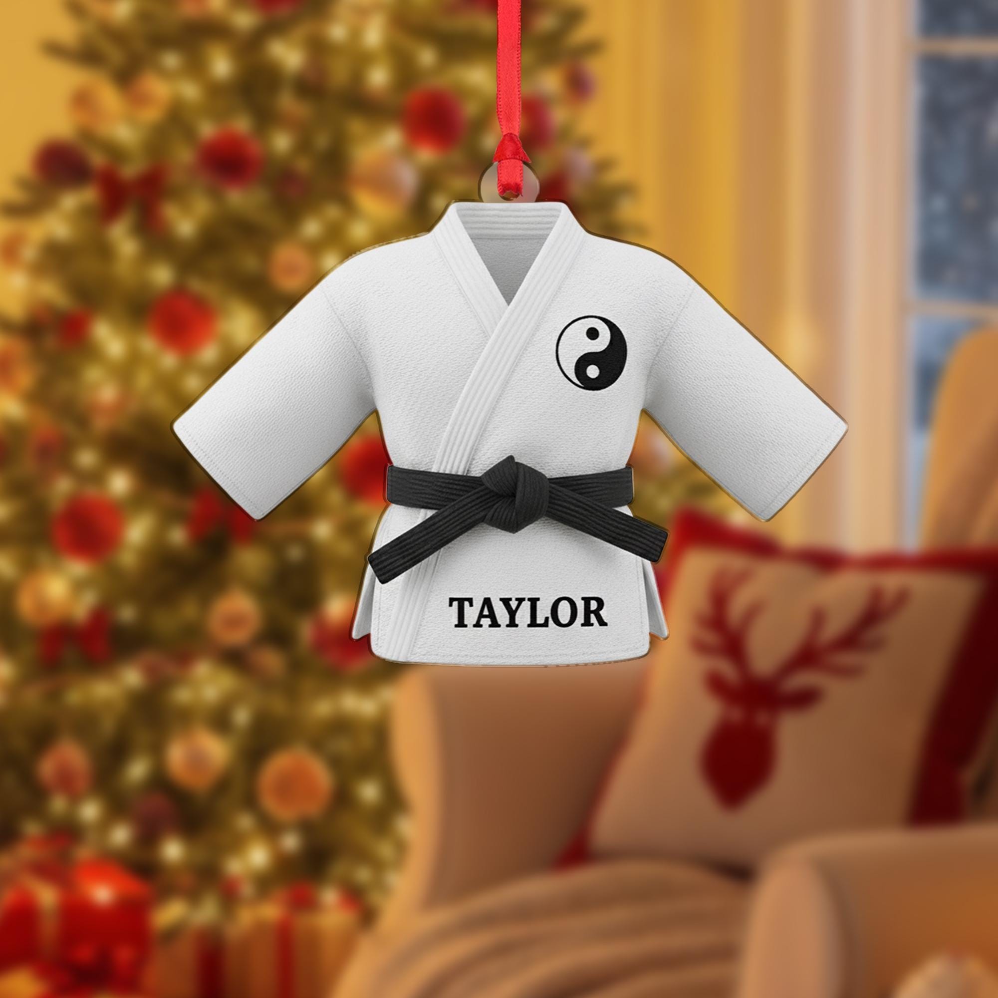 Personalized Martial Arts Gi Ornament - Black Belt Gift, Karate Taekwondo Christmas