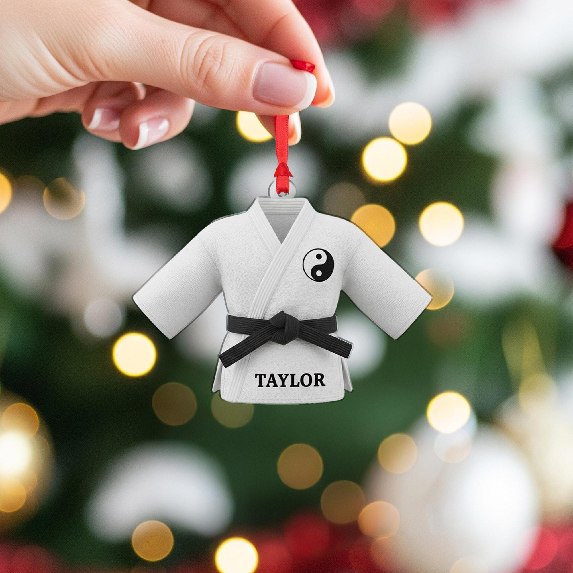 Personalized Martial Arts Gi Ornament - Black Belt Gift, Karate Taekwondo Christmas