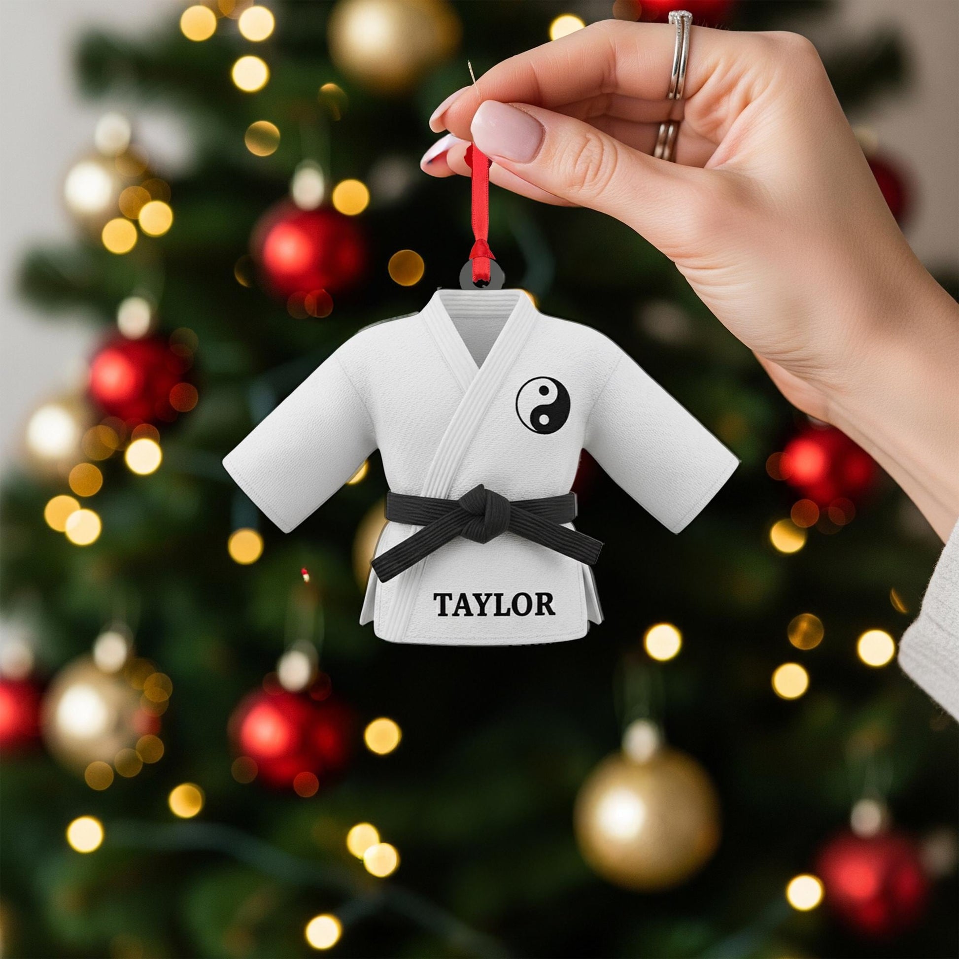 Personalized Martial Arts Gi Ornament - Black Belt Gift, Karate Taekwondo Christmas