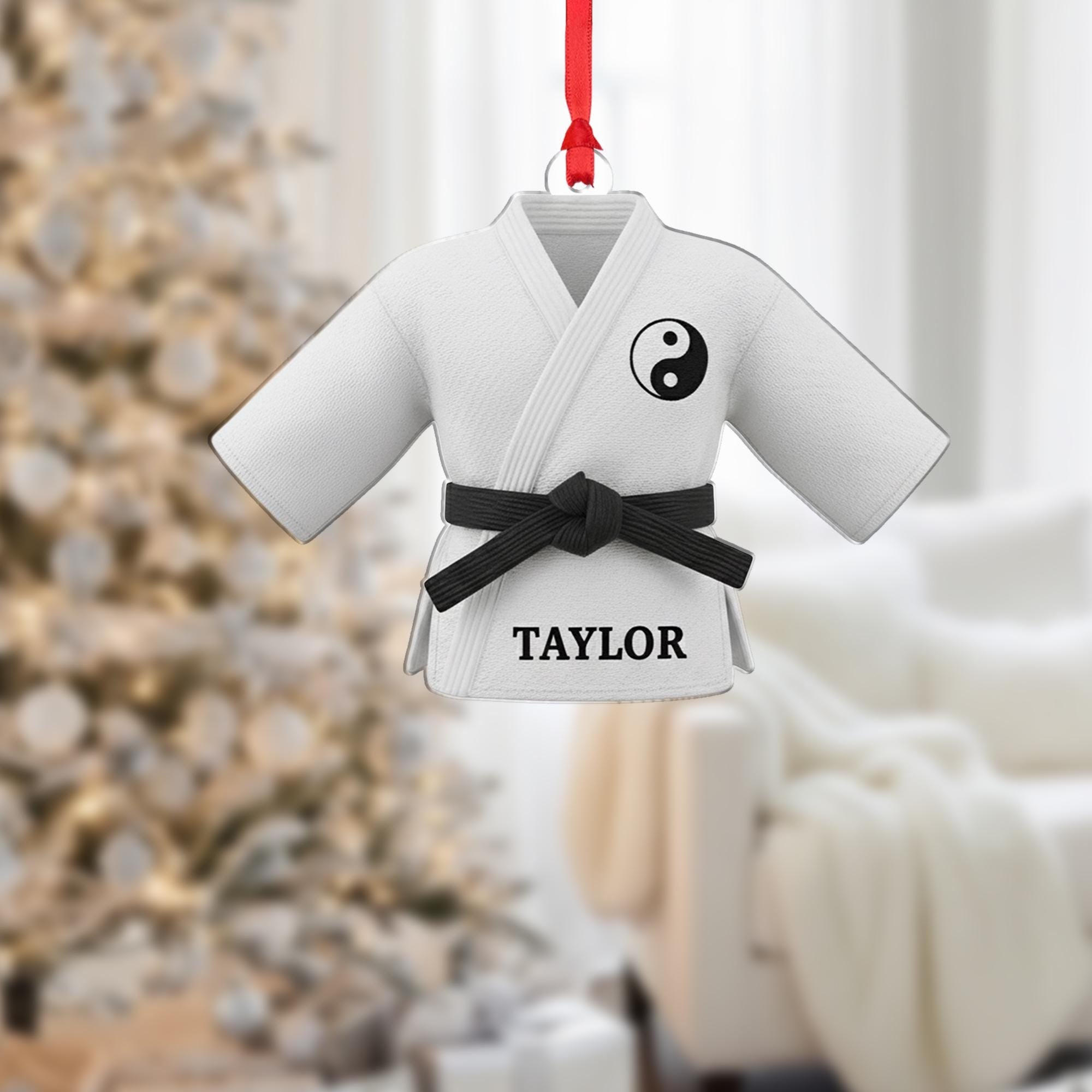 Personalized Martial Arts Gi Ornament - Black Belt Gift, Karate Taekwondo Christmas