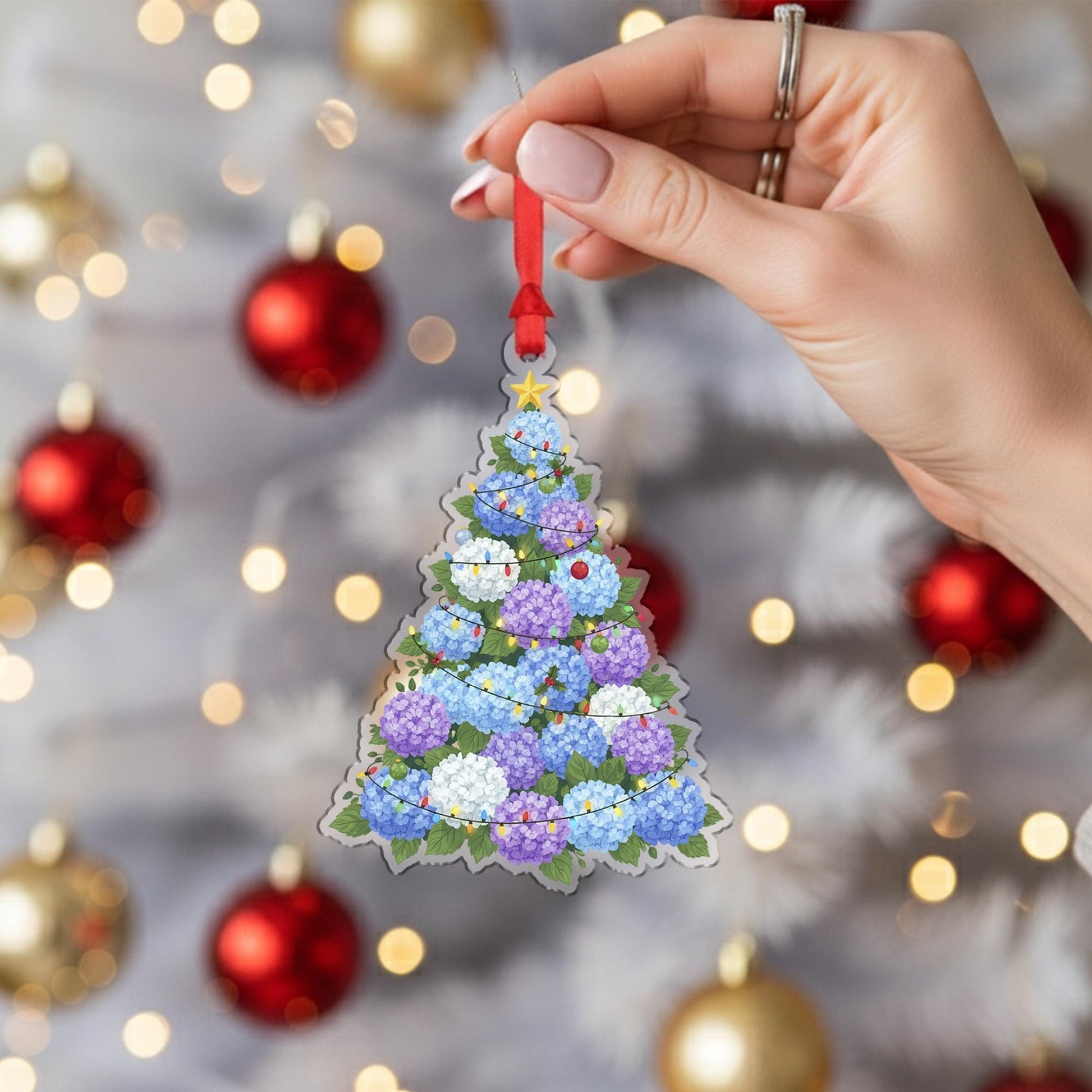 Hydrangea Christmas Tree Ornament – Floral Holiday Gift for Gardeners