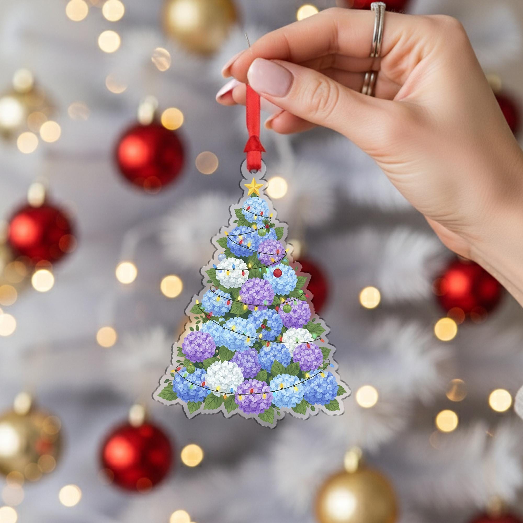 Hydrangea Christmas Tree Ornament – Floral Holiday Gift for Gardeners