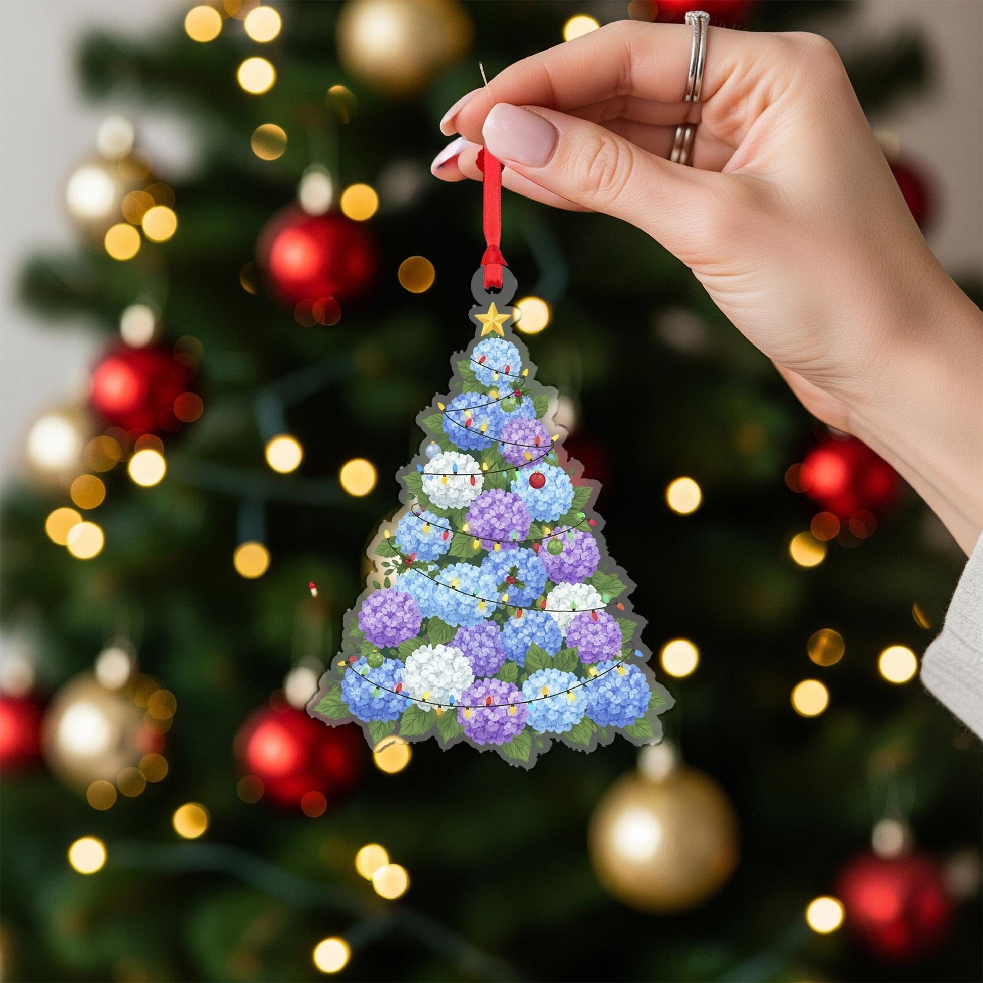 Hydrangea Christmas Tree Ornament – Floral Holiday Gift for Gardeners