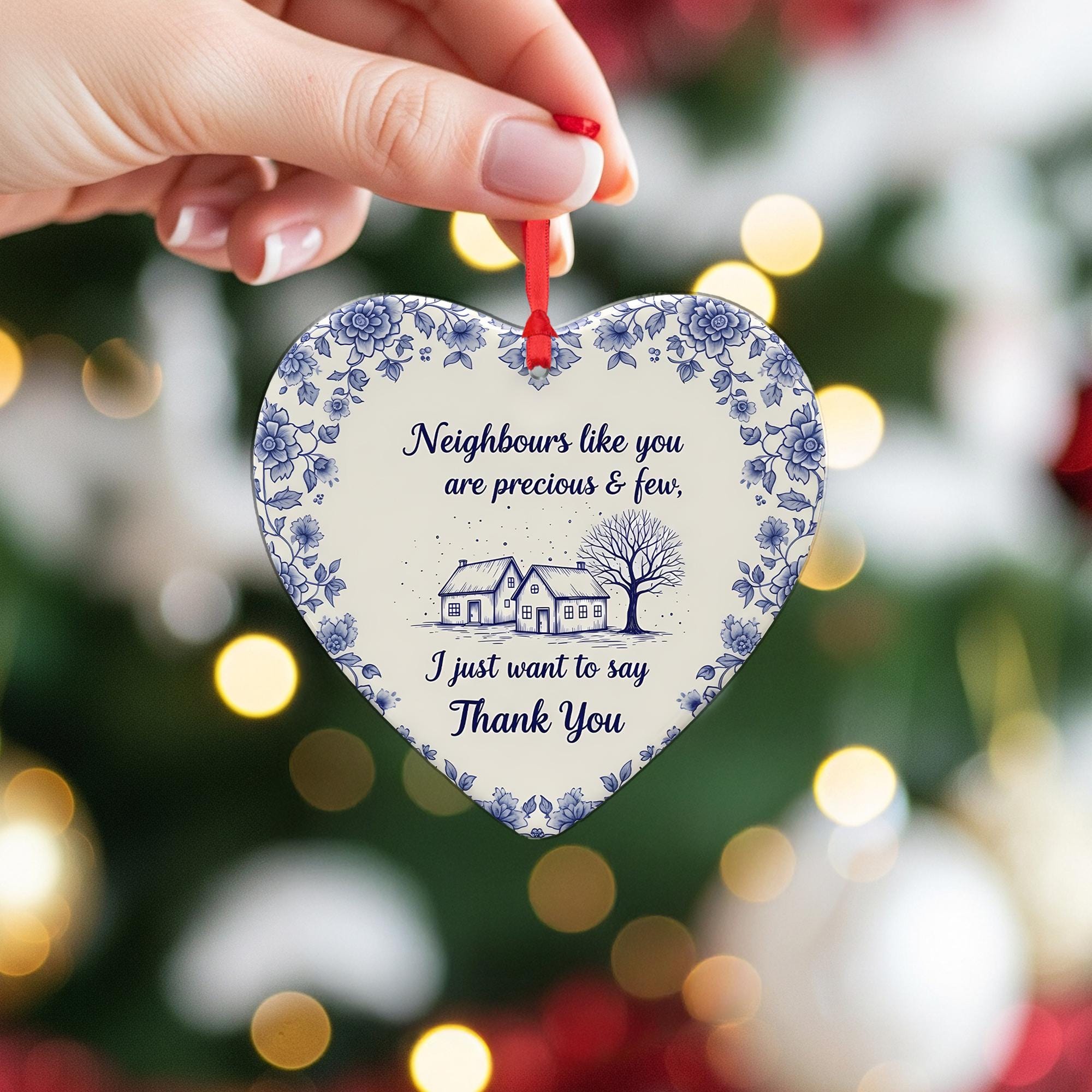 Ceramic Heart Ornament – Custom Thank You Gift for Friends or Neighbours