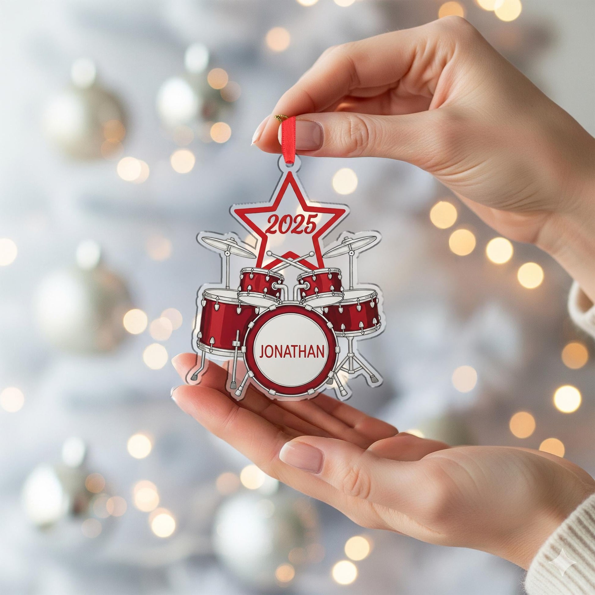 Personalized Drum Set Ornament - Custom Band Musician Drummer Christmas Gift