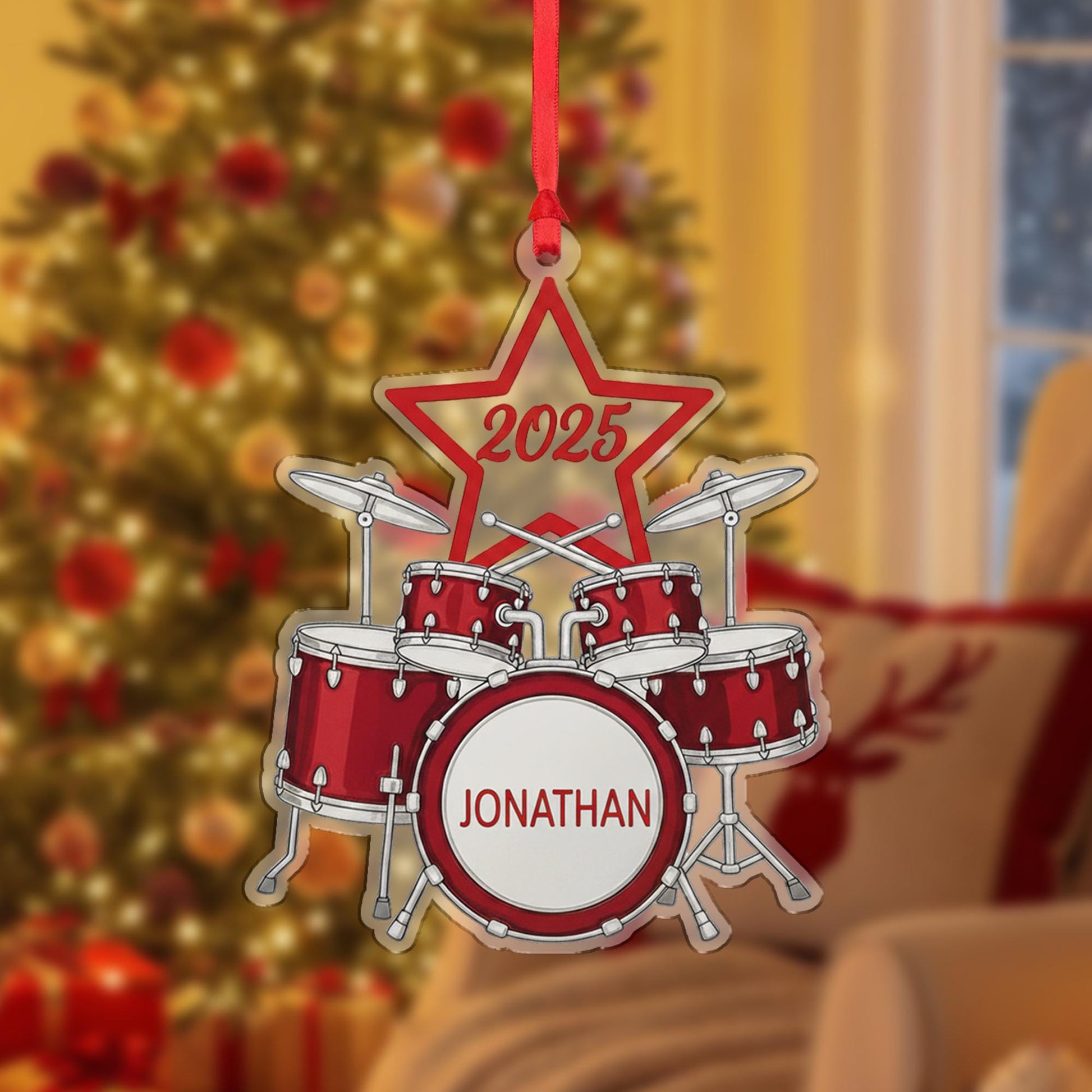 Personalized Drum Set Ornament - Custom Band Musician Drummer Christmas Gift