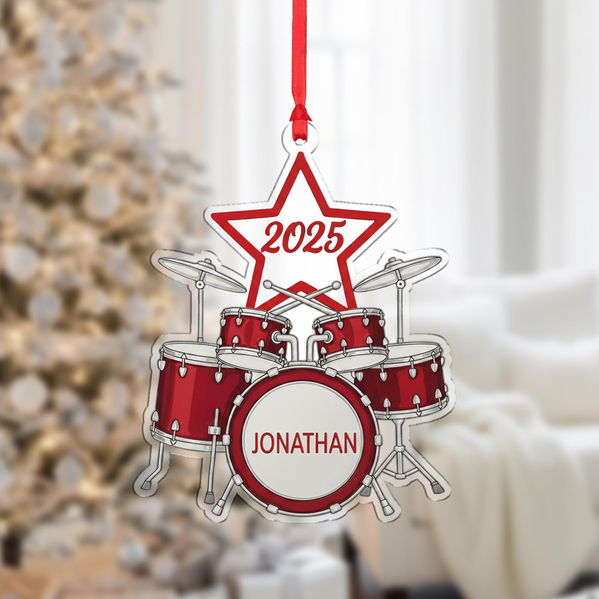 Personalized Drum Set Ornament - Custom Band Musician Drummer Christmas Gift