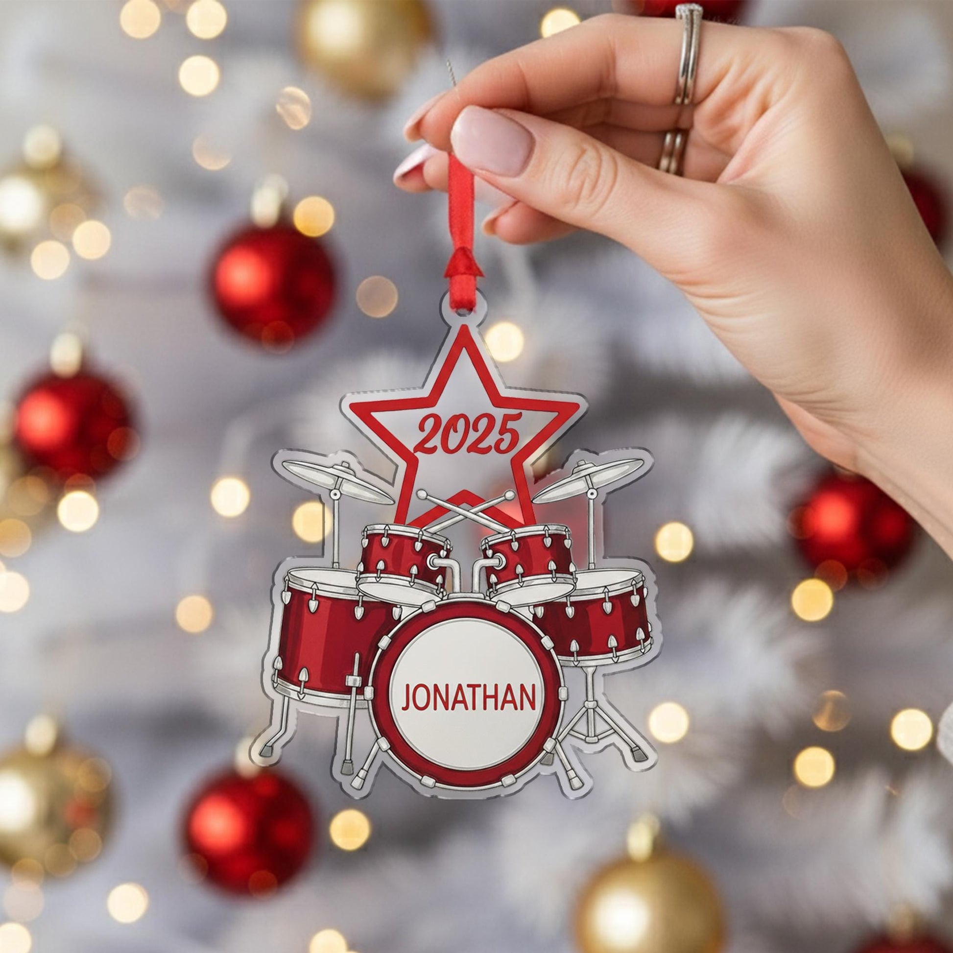 Personalized Drum Set Ornament - Custom Band Musician Drummer Christmas Gift