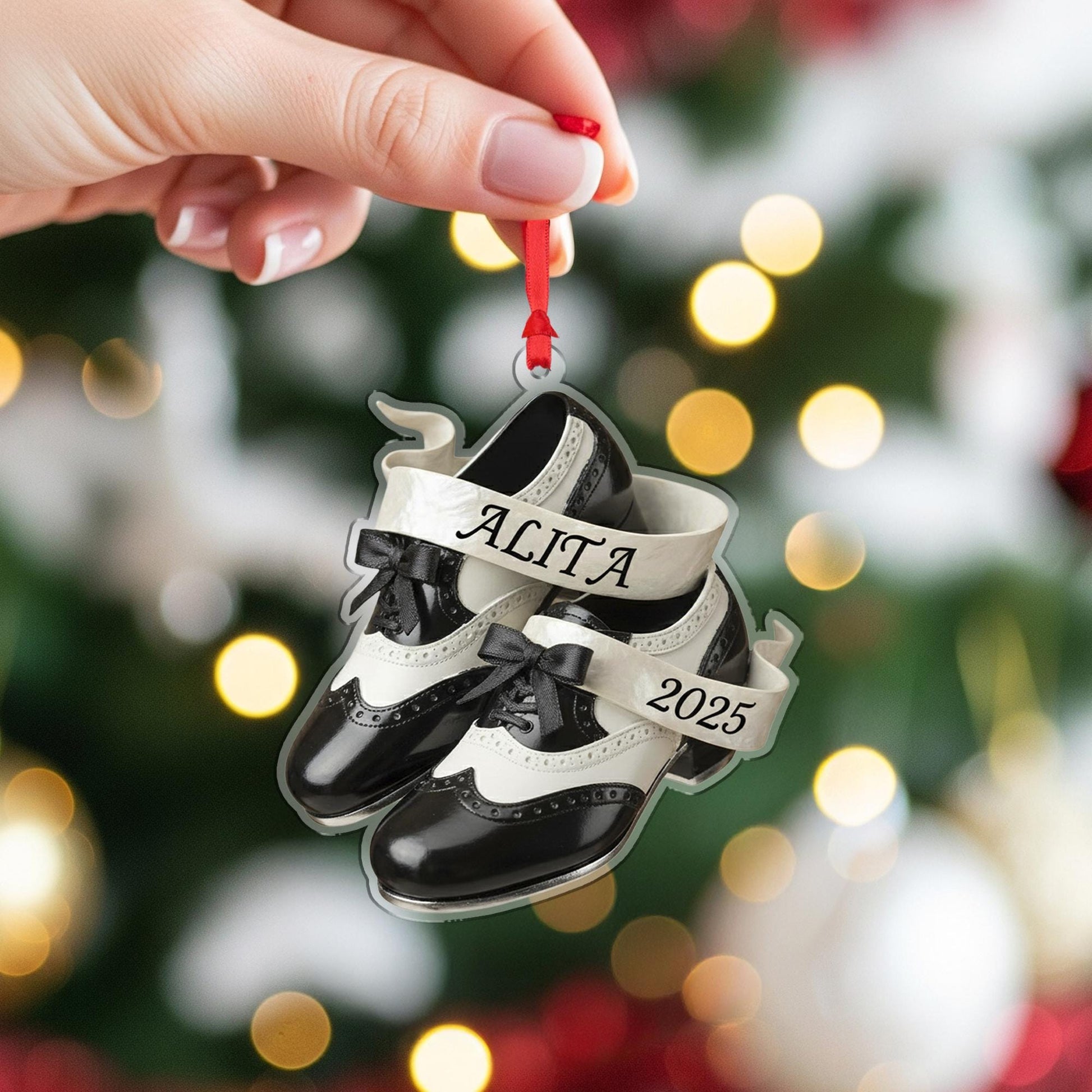 Personalized Tap Shoes Ornament, Custom Christmas Dancer Gift, Wingtip Broadway