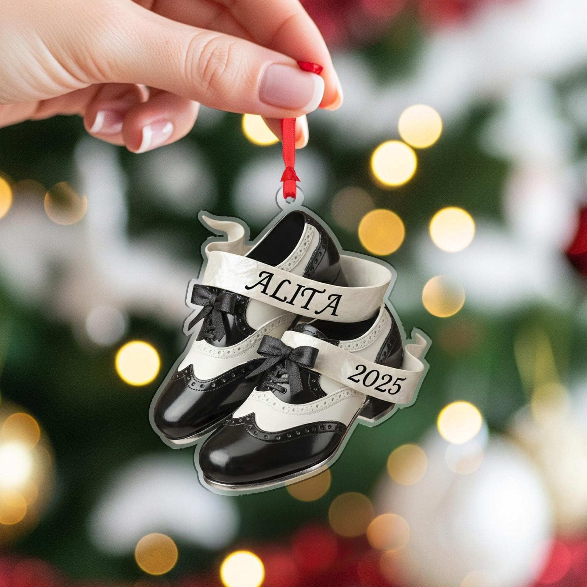 Personalized Tap Shoes Ornament, Custom Christmas Dancer Gift, Wingtip Broadway