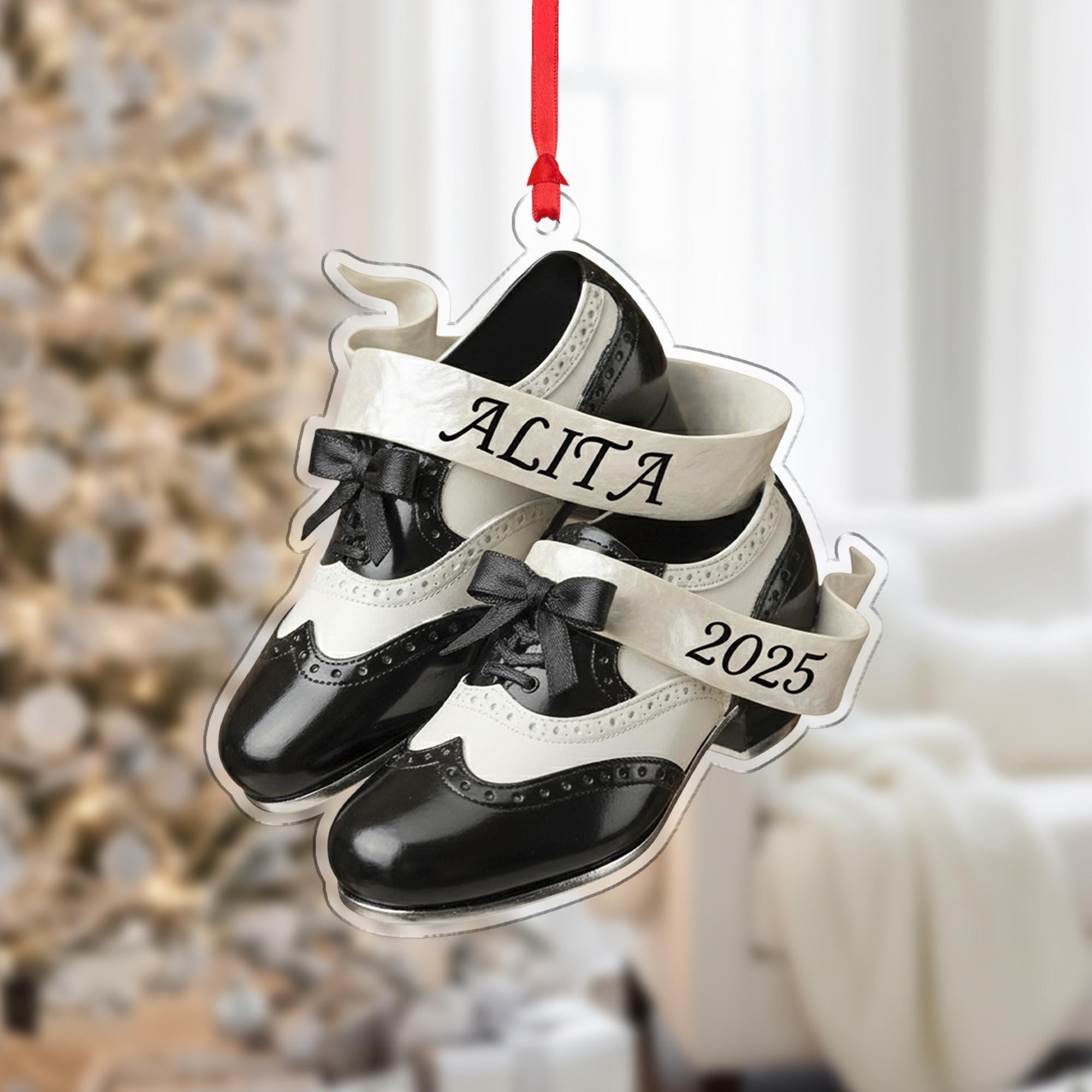 Personalized Tap Shoes Ornament, Custom Christmas Dancer Gift, Wingtip Broadway