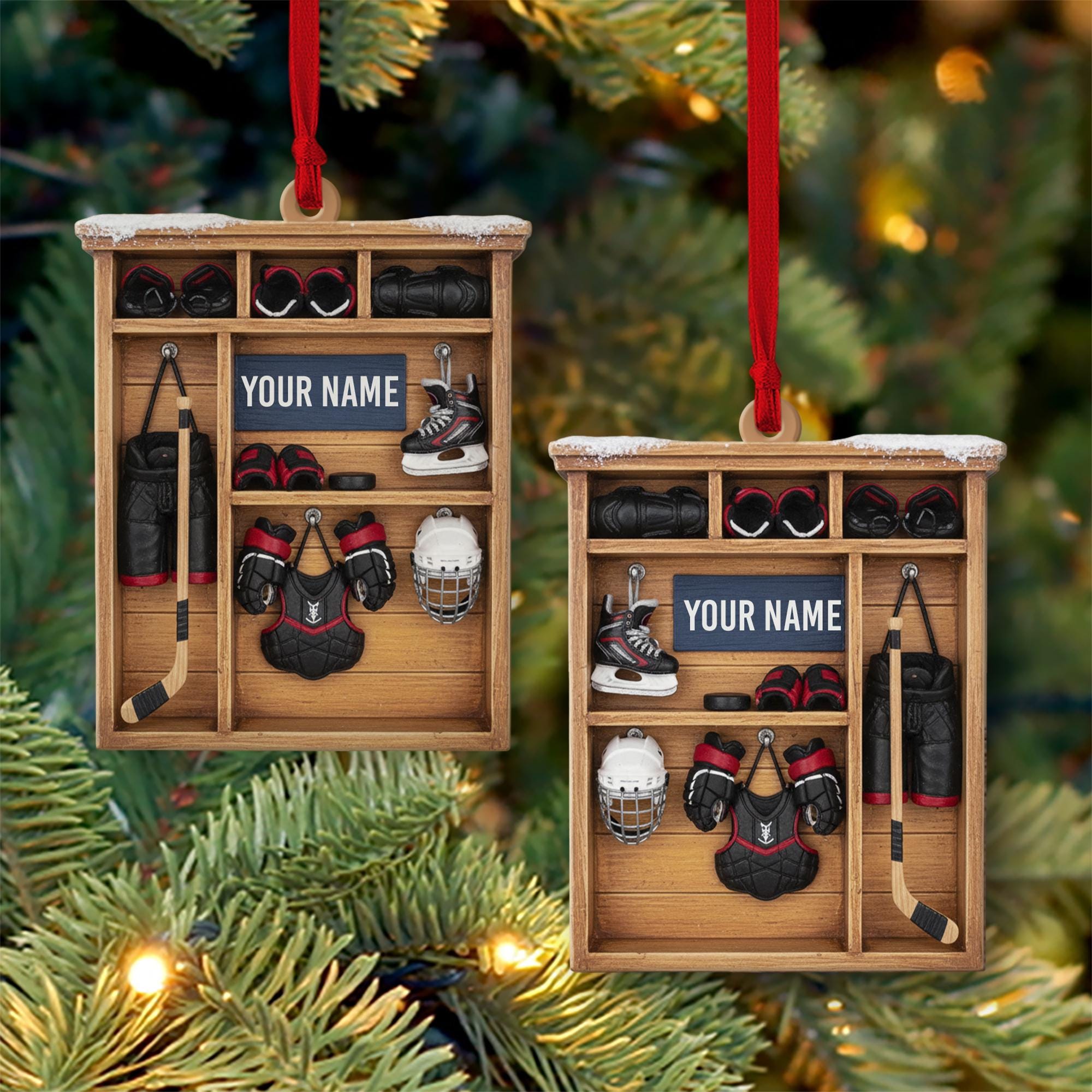 Personalized Hockey Locker Ornament - Custom Player Gear Shelf Gift