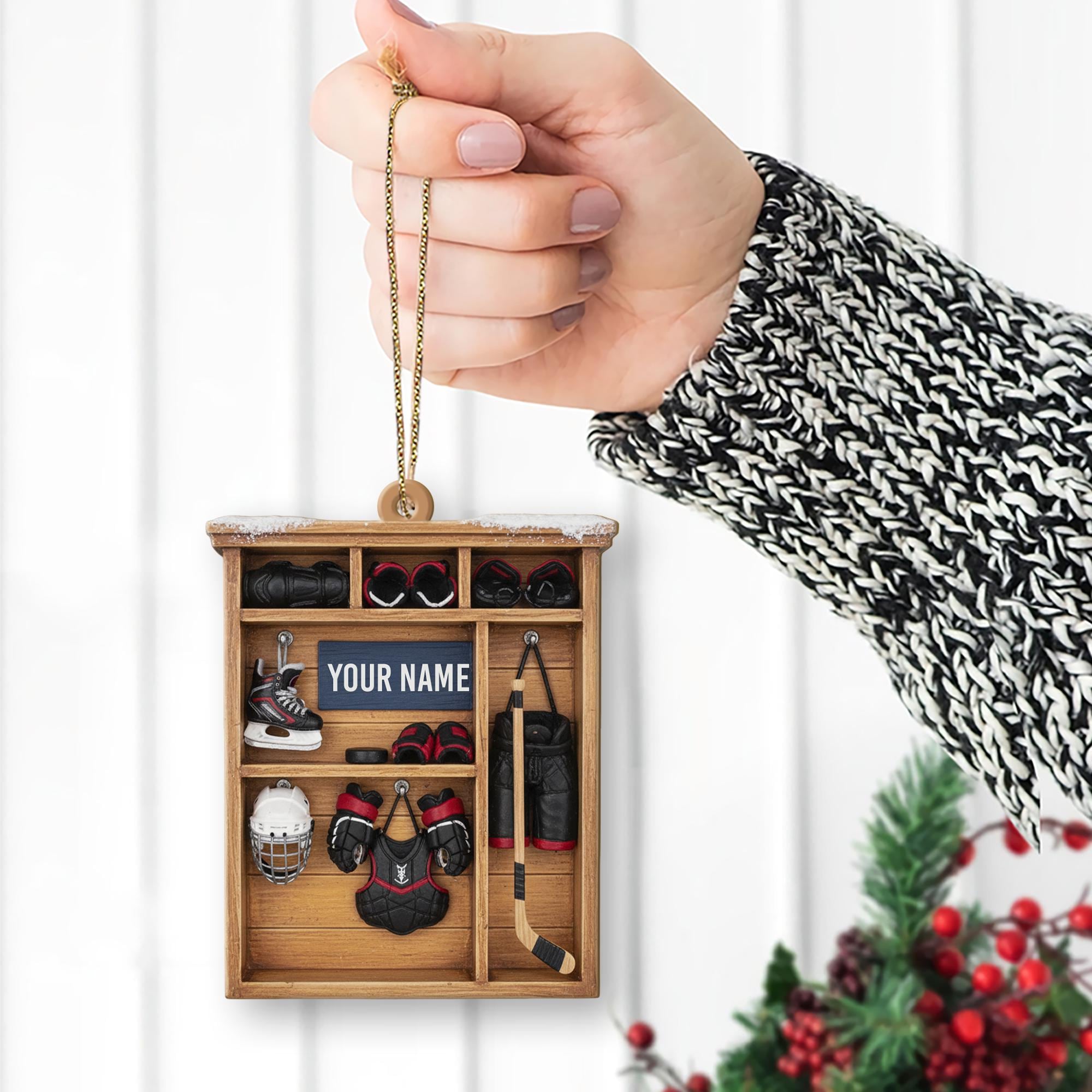 Personalized Hockey Locker Ornament - Custom Player Gear Shelf Gift