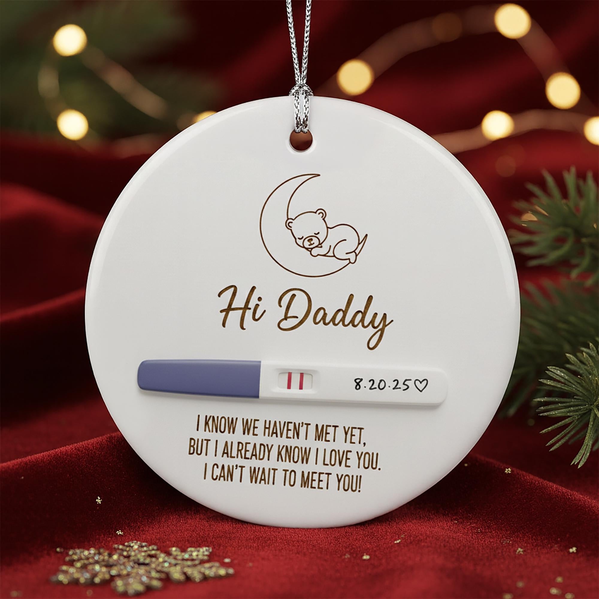 Pregnancy Announcement Ornament - Custom First Christmas Baby Reveal Keepsake