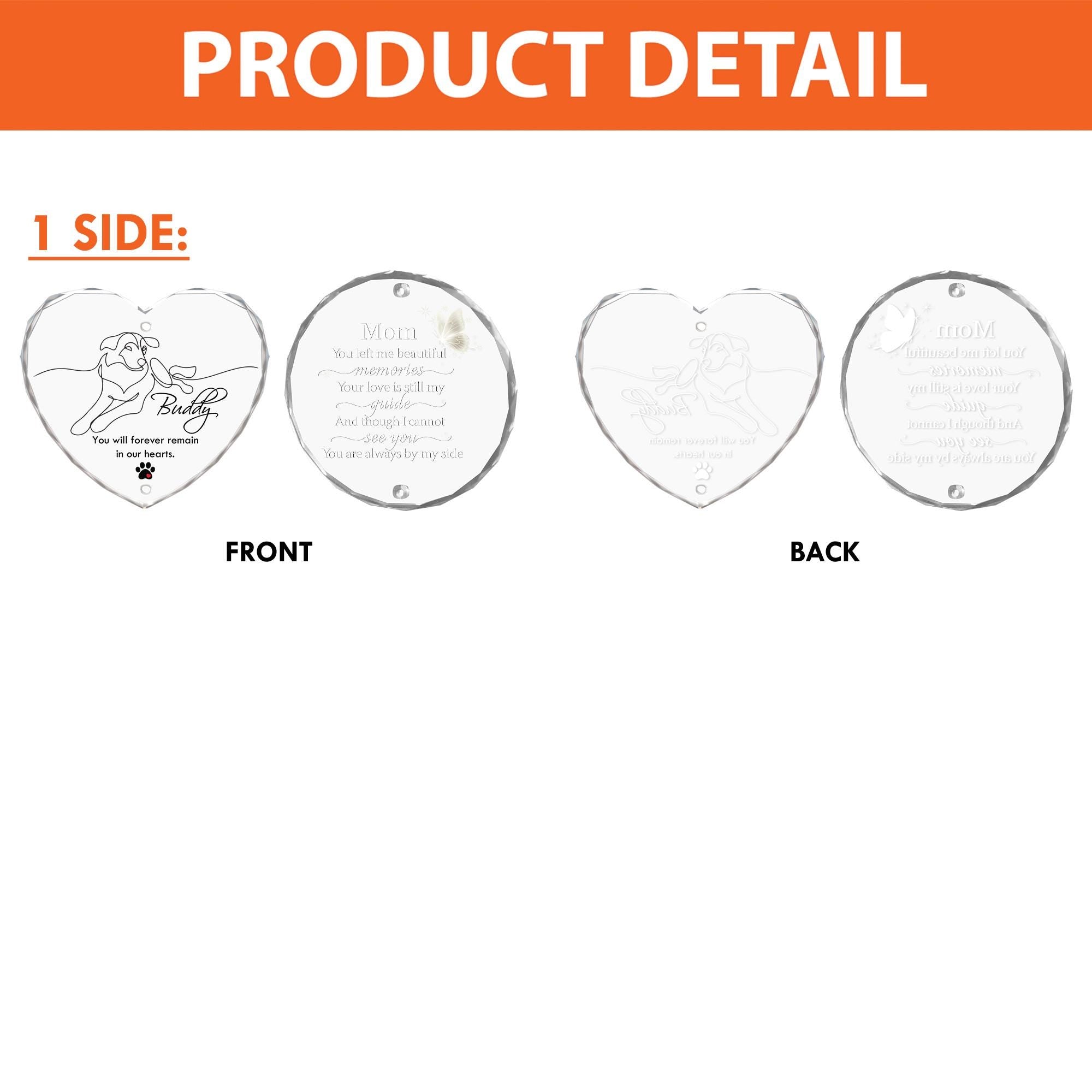 Mom Memorial Glass Ornament with White Butterfly Charm and Crystal Rainbow Suncatcher