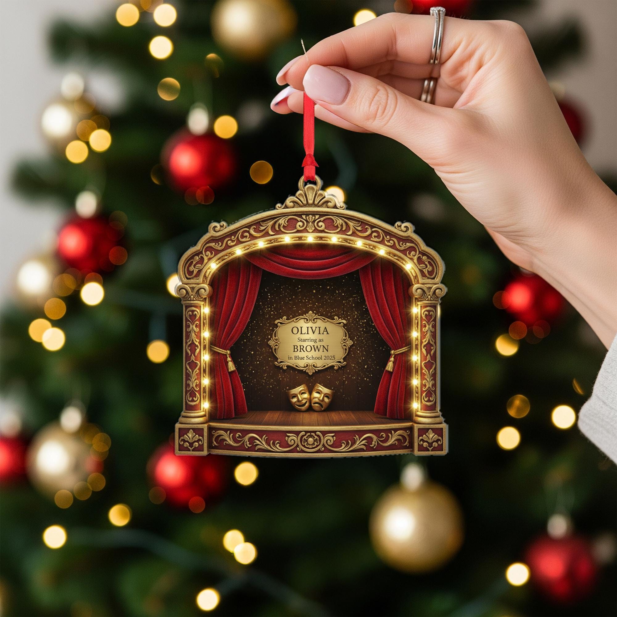 Personalised Theatre Stage Ornament – Actor Actress Christmas Ornament, School Playing Keepsake