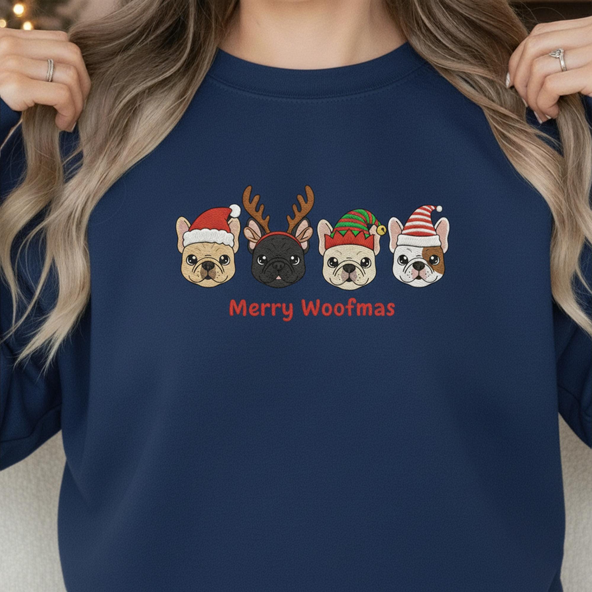 Merry Woofmas French Bulldog Sweatshirt: Festive Holiday Pullover