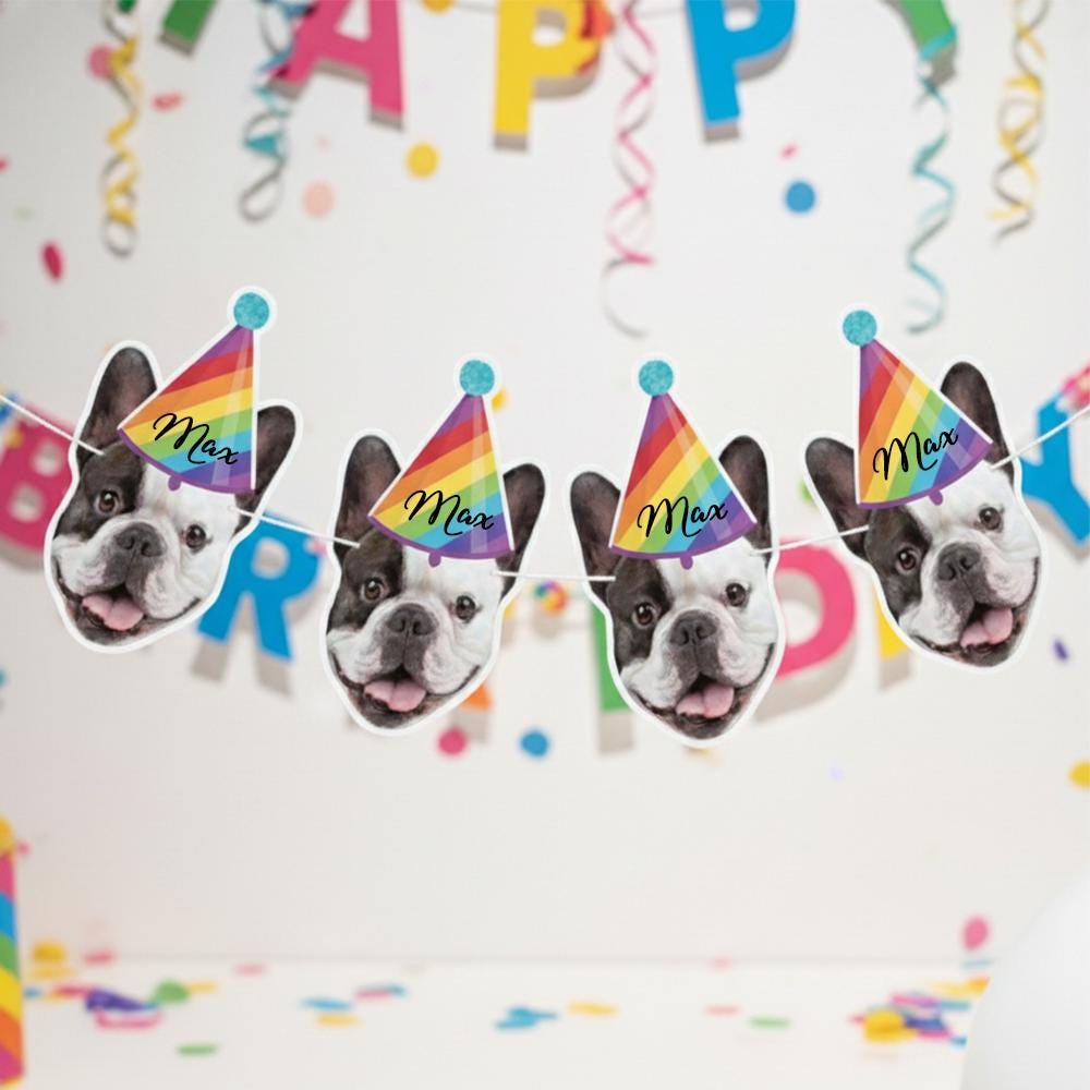 Custom Dog Face Banner – Personalized Pet Party Decoration