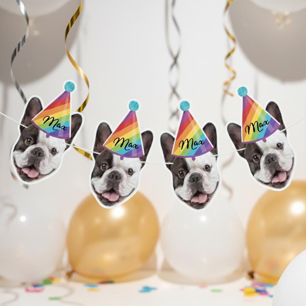 Custom Dog Face Banner – Personalized Pet Party Decoration