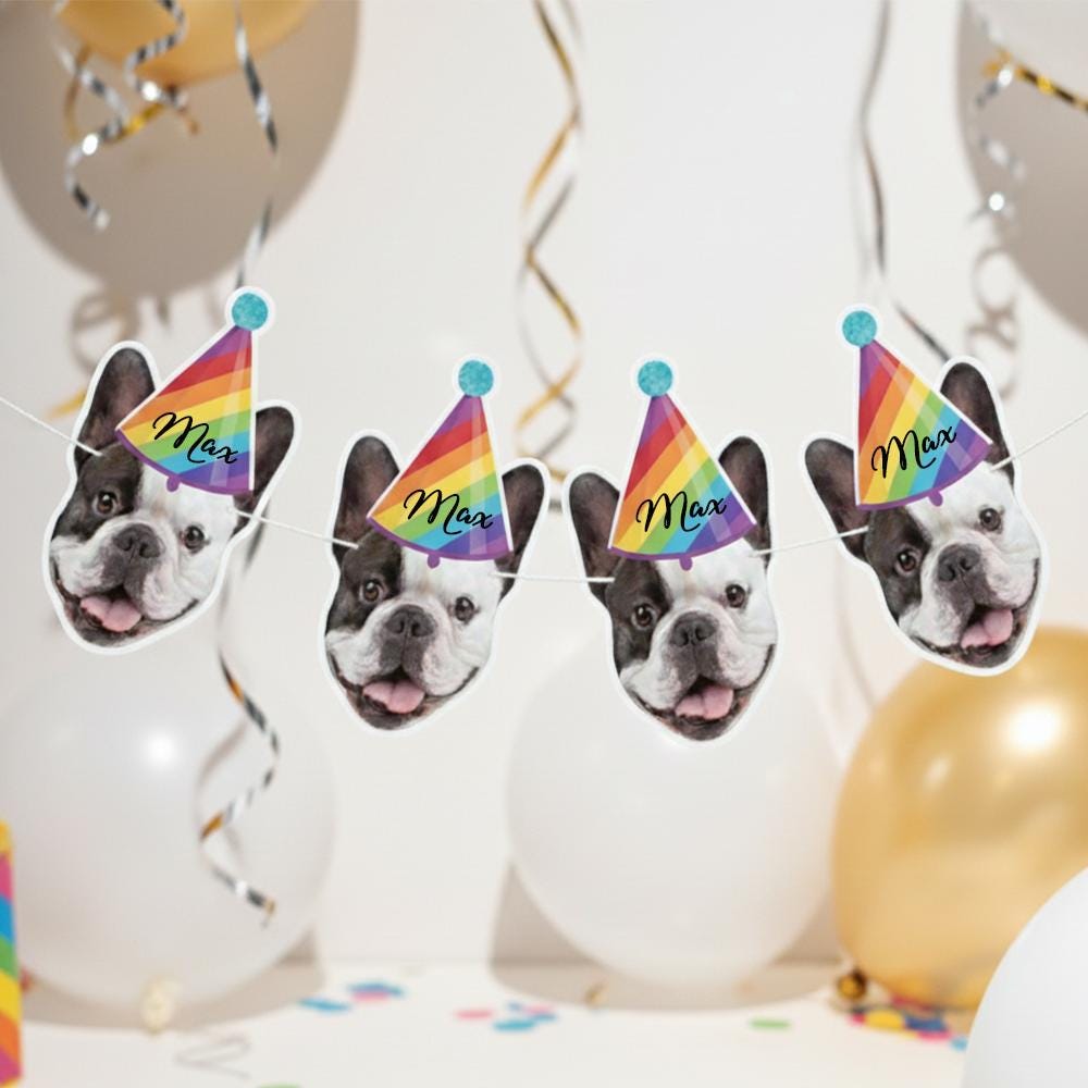 Custom Dog Face Banner – Personalized Pet Party Decoration