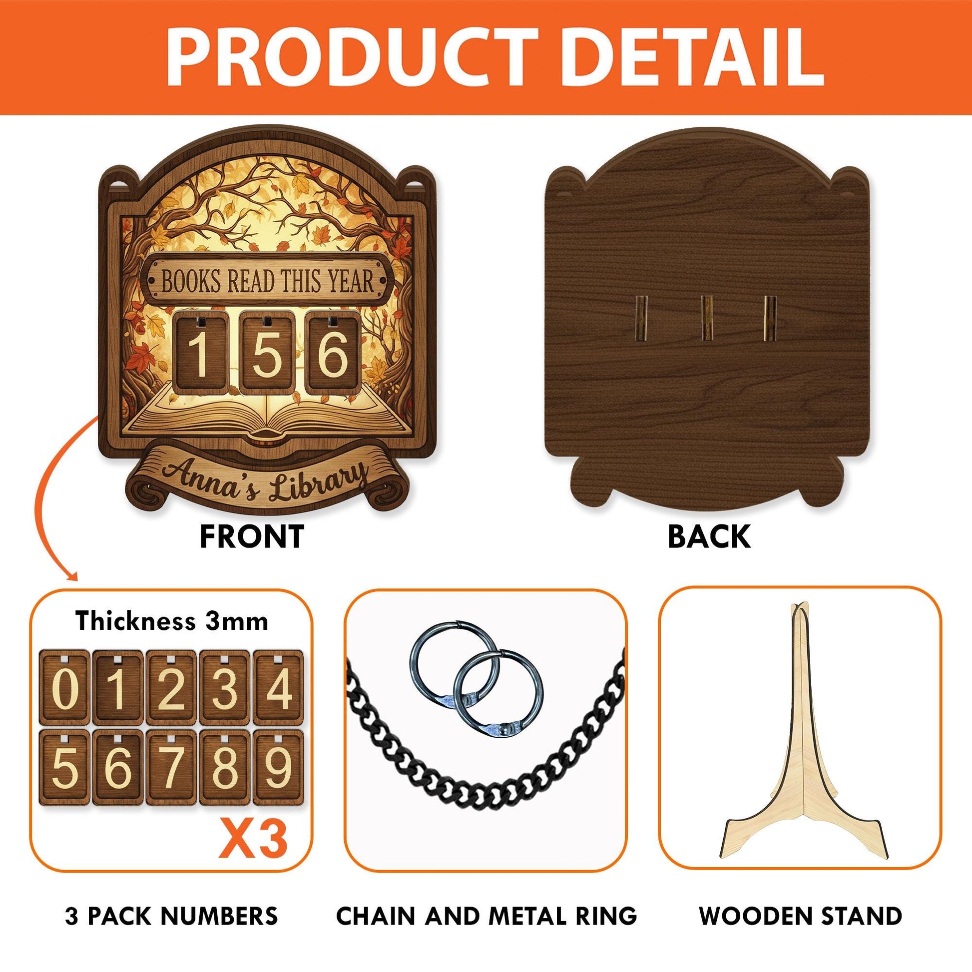 Personalized Autumn Books Read This Year Tracker – Hanging Library Wall Sign Gift