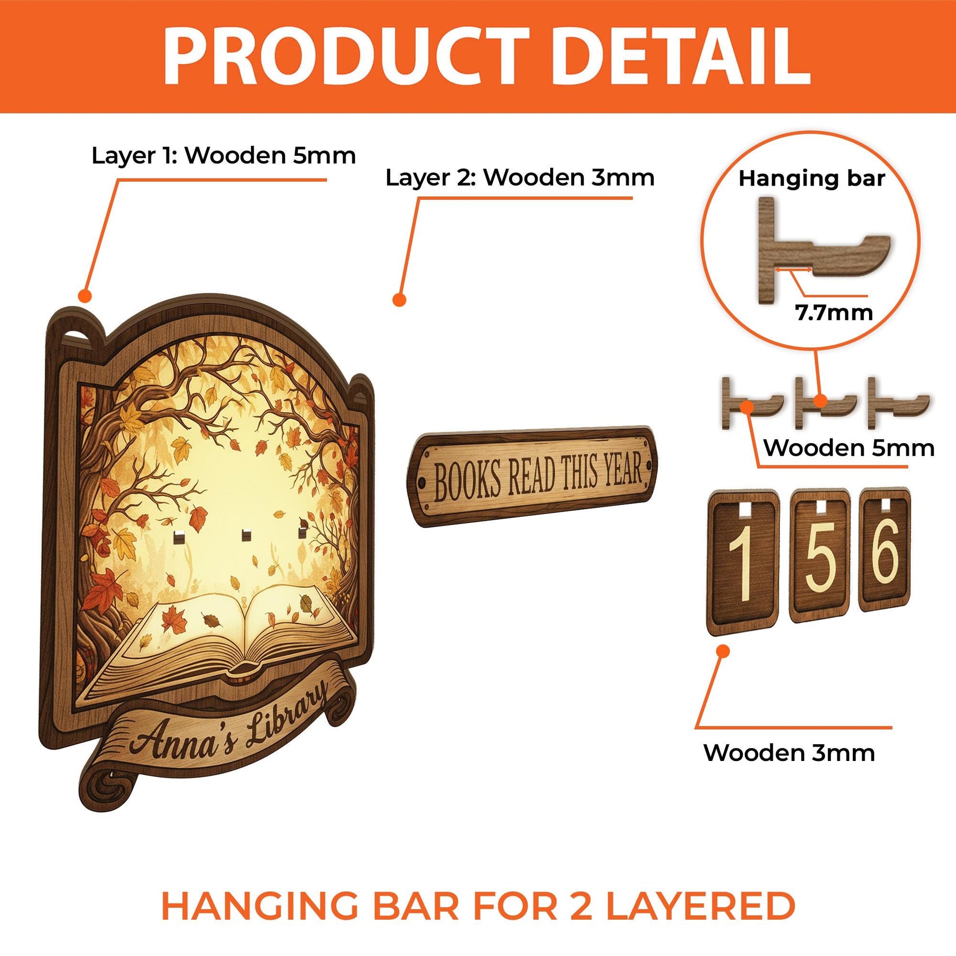 Personalized Autumn Books Read This Year Tracker – Hanging Library Wall Sign Gift