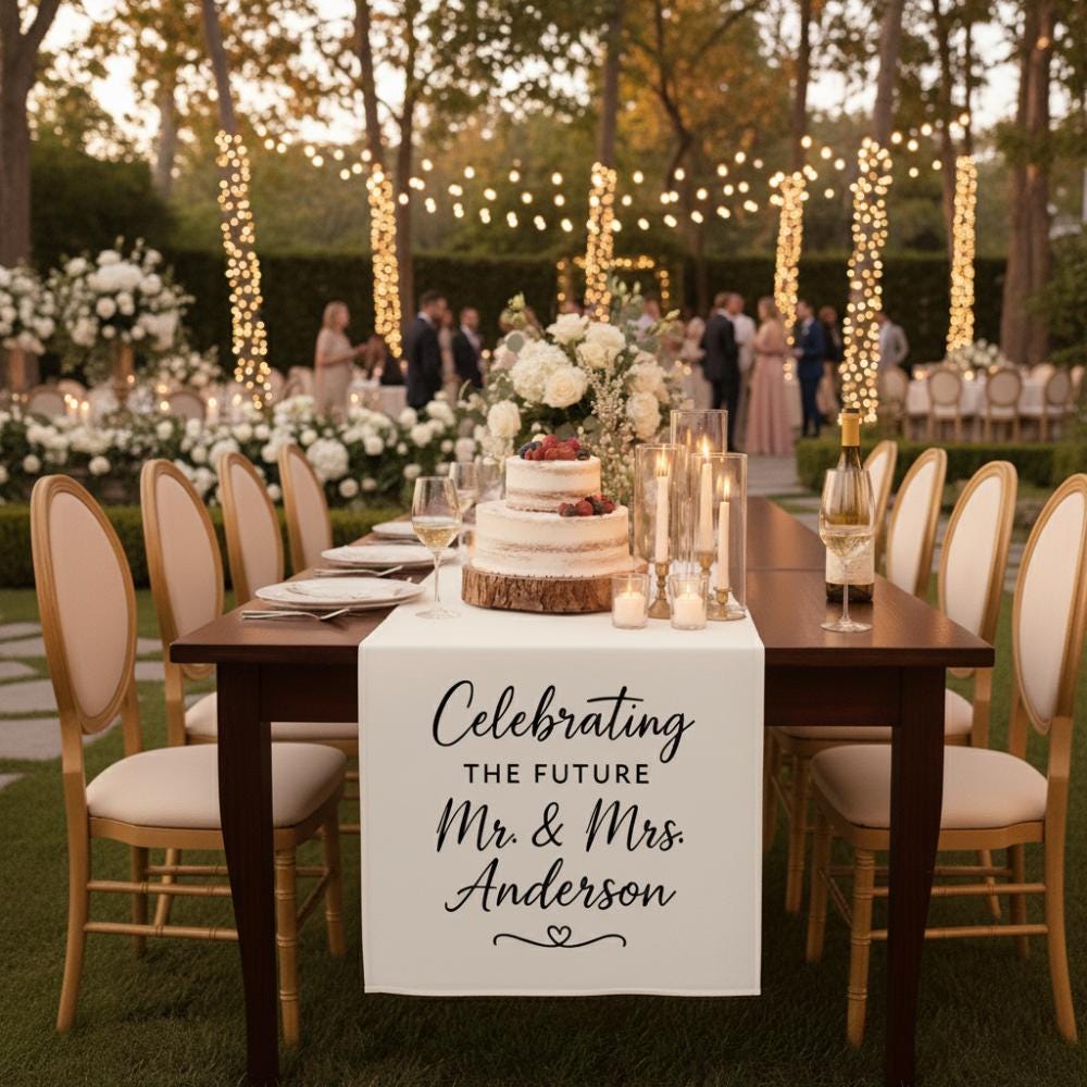 Custom Wedding Table Decor: Personalized Last Name Reception Head Table sign