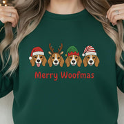 Embroidered Beagle Christmas Sweatshirt: Merry Woofmas Crewneck
