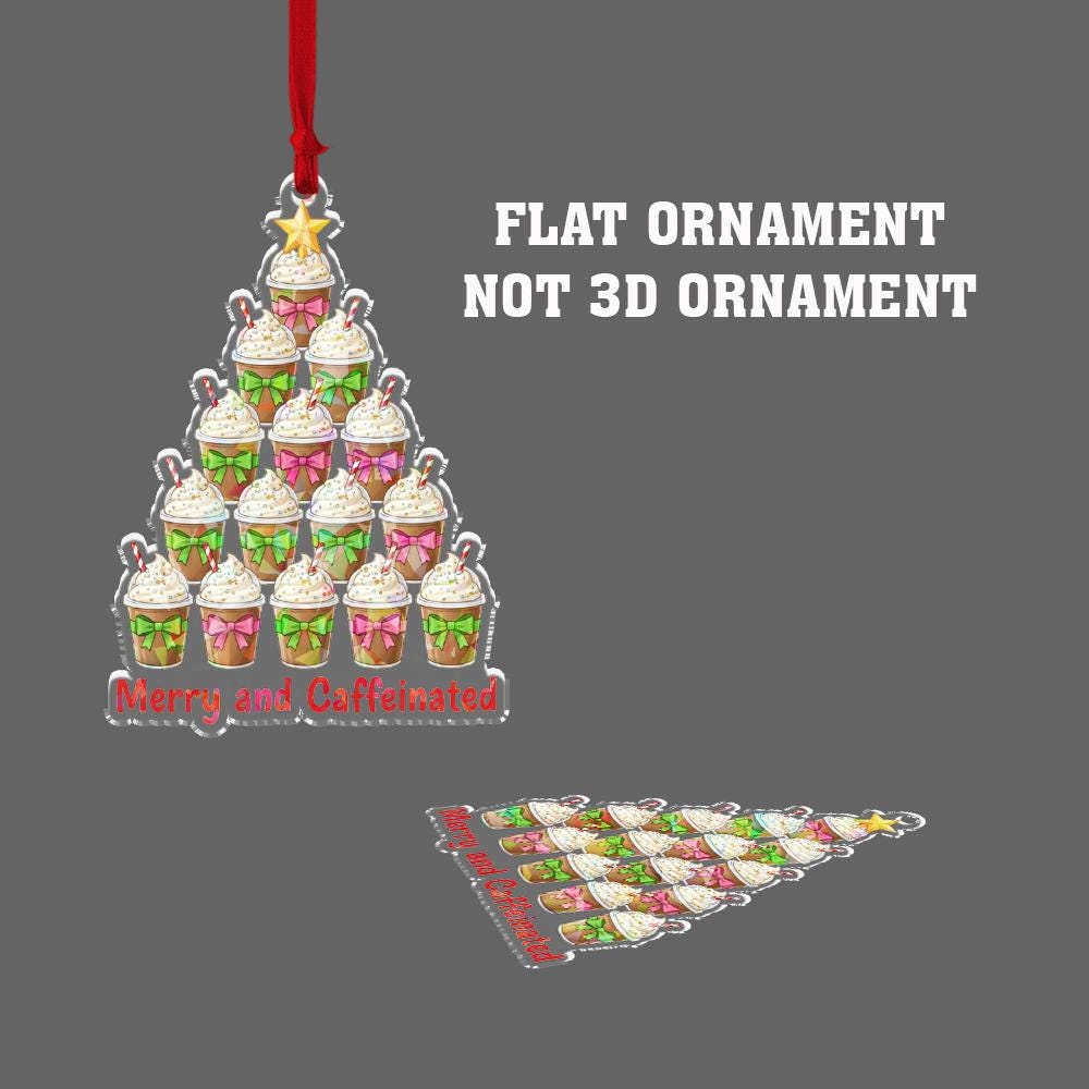 Merry and Caffeinated Ornament – Funny Coffee Christmas Tree Decoration