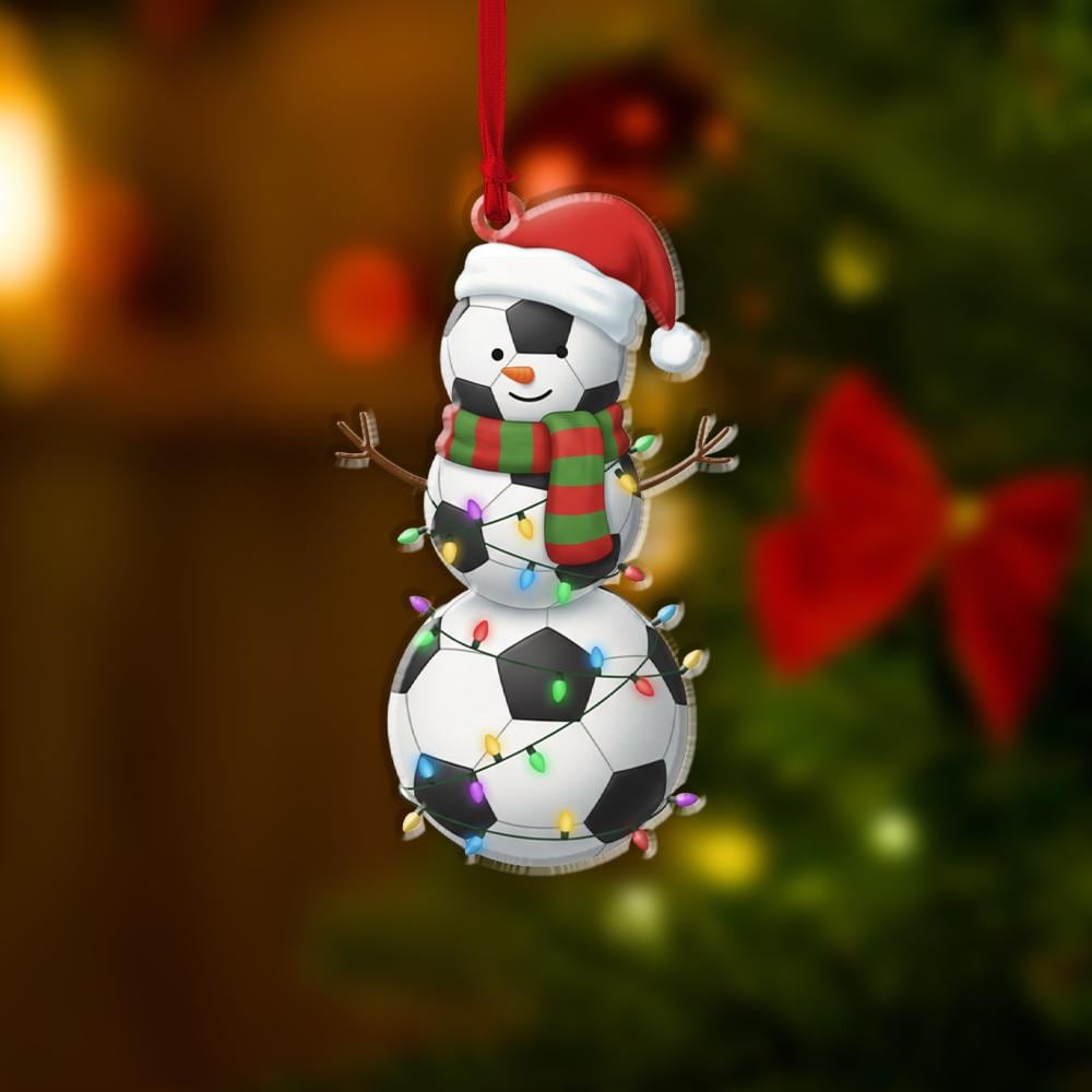 Soccer Snowman Ornament – Funny Sports Christmas Tree Decoration for Players