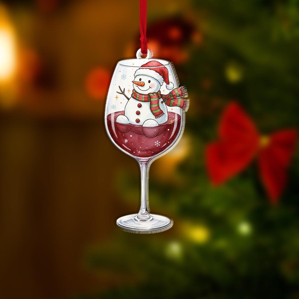 Wine Glass Snowman Ornament – Funny Christmas Tree Decoration for Wine Lovers