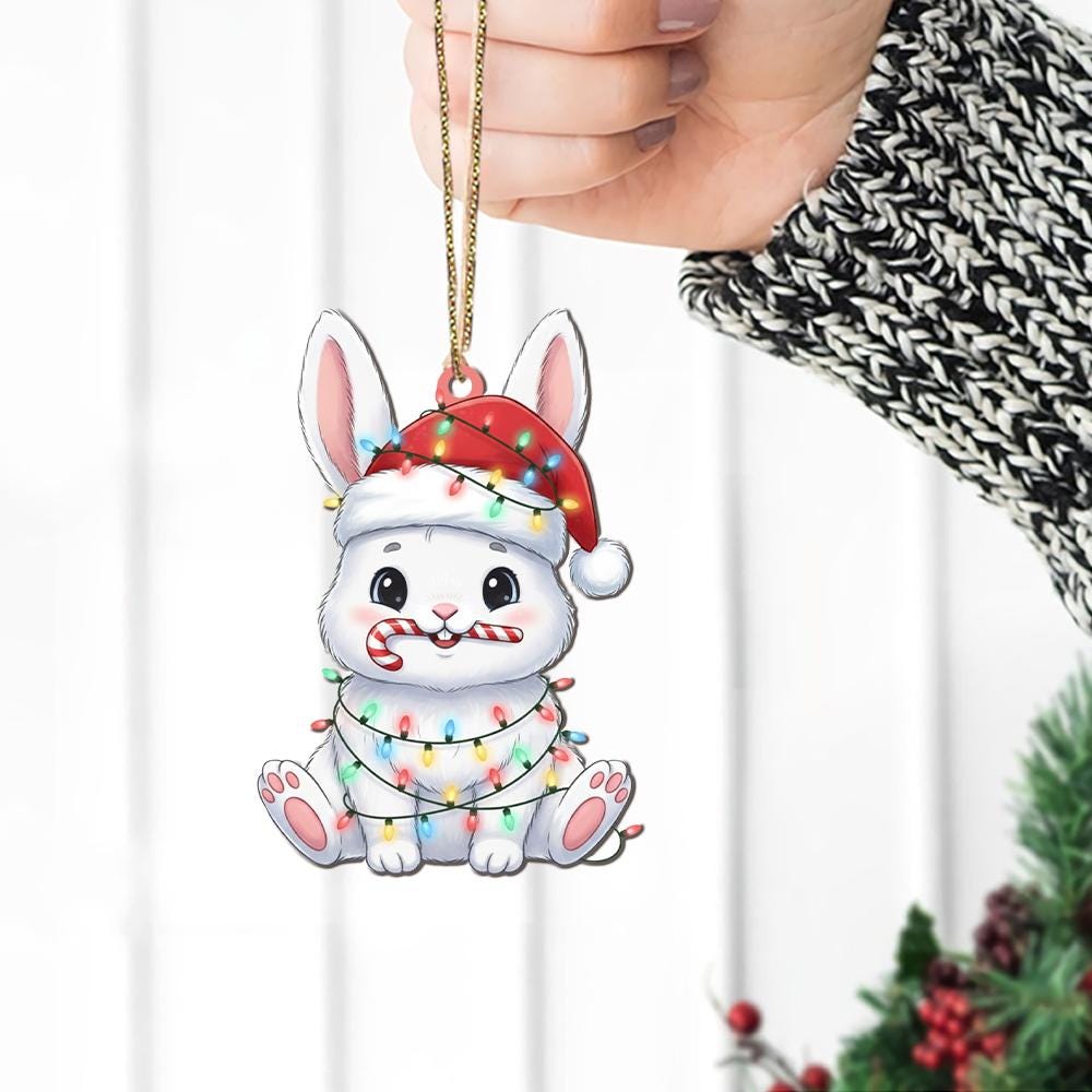 Christmas Bunny Ornament – Cute Rabbit Holiday Tree Decoration for Pet Lovers